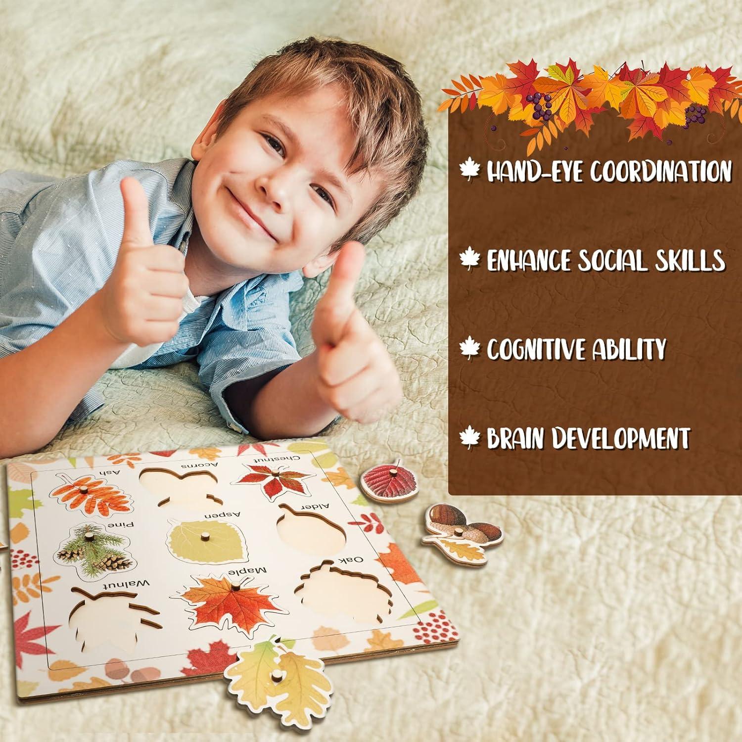 Rompecabezas de Madera Montessori Hoja Otoño 30 cm Spiareal