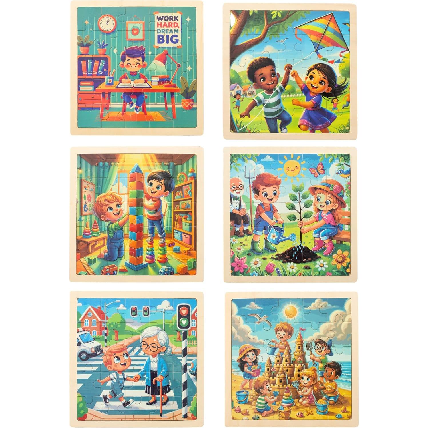 Set de 6 Rompecabezas de Madera Educativos Zeitholz - 25 Piezas