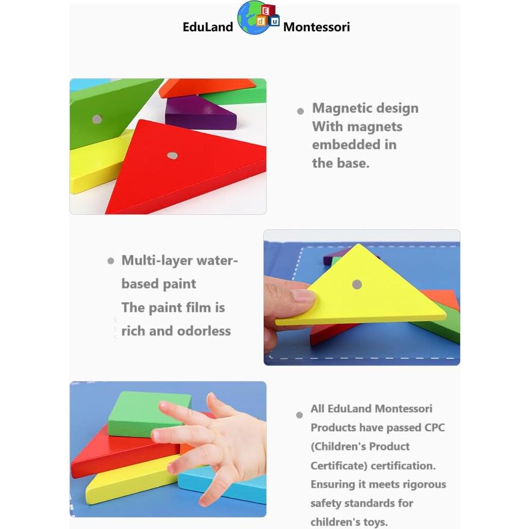 Rompecabezas Magnético de Tangram Eduland Montessori 21.8x17.3cm