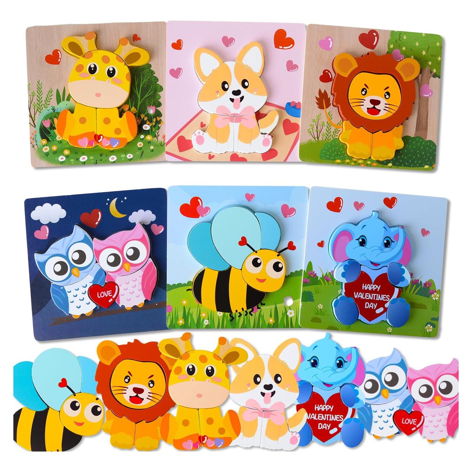 6 Rompecabezas de Madera San Valentín YIYEE para Niños