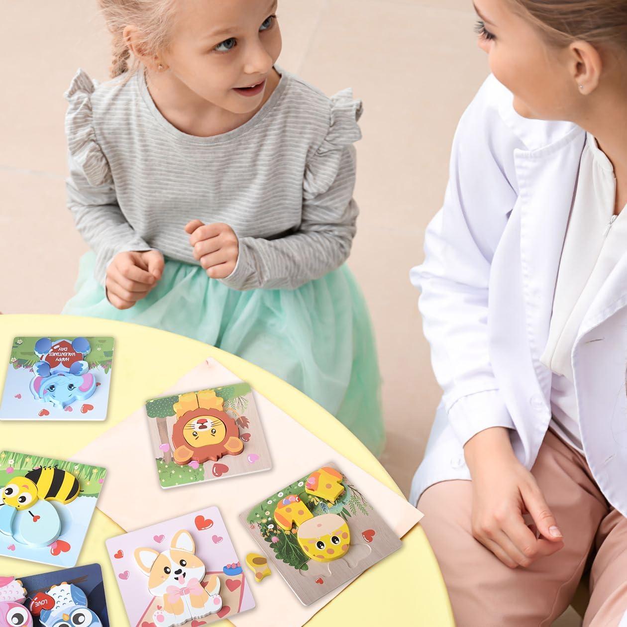 6 Rompecabezas de Madera San Valentín YIYEE para Niños