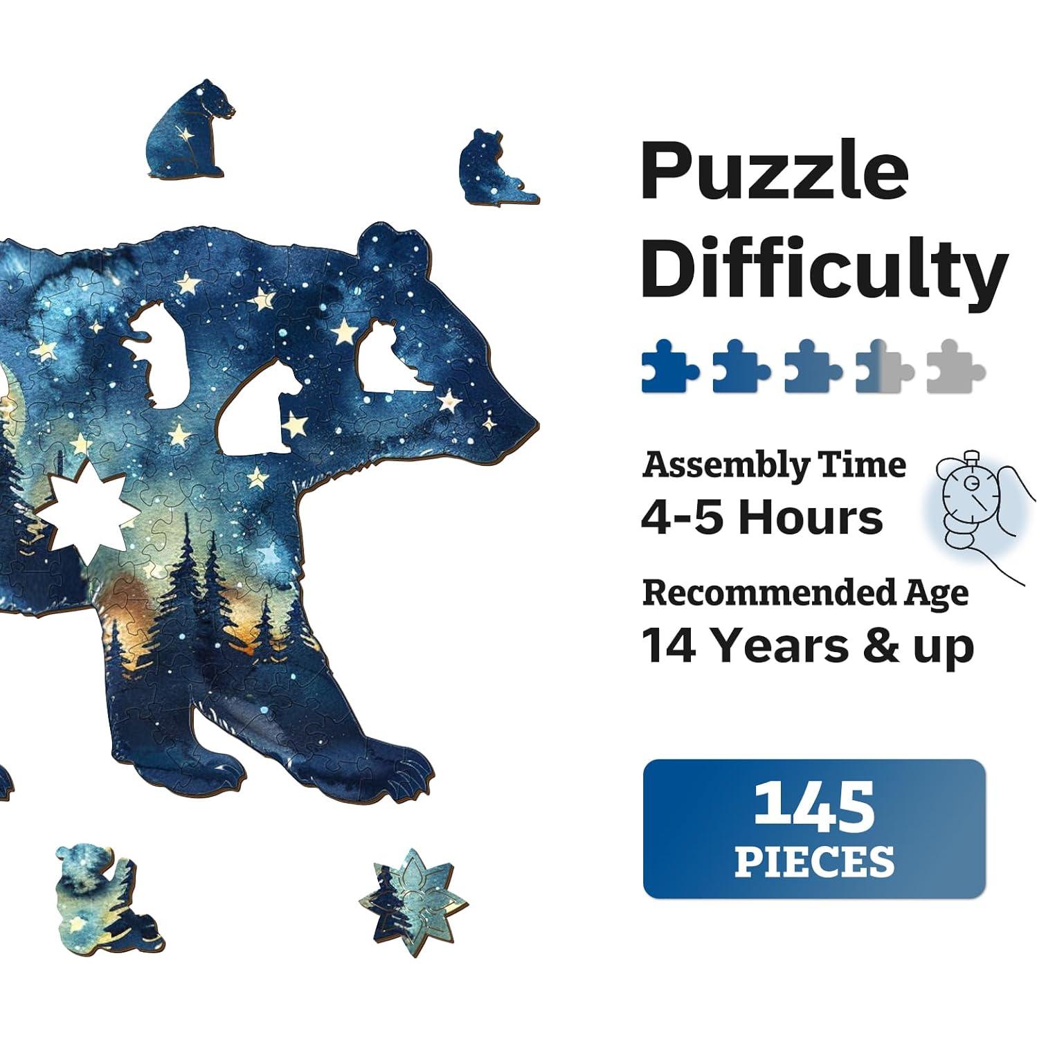 Rompecabezas de Madera Jigfoxy Oso Astral 145 Piezas 30.99x20.57cm