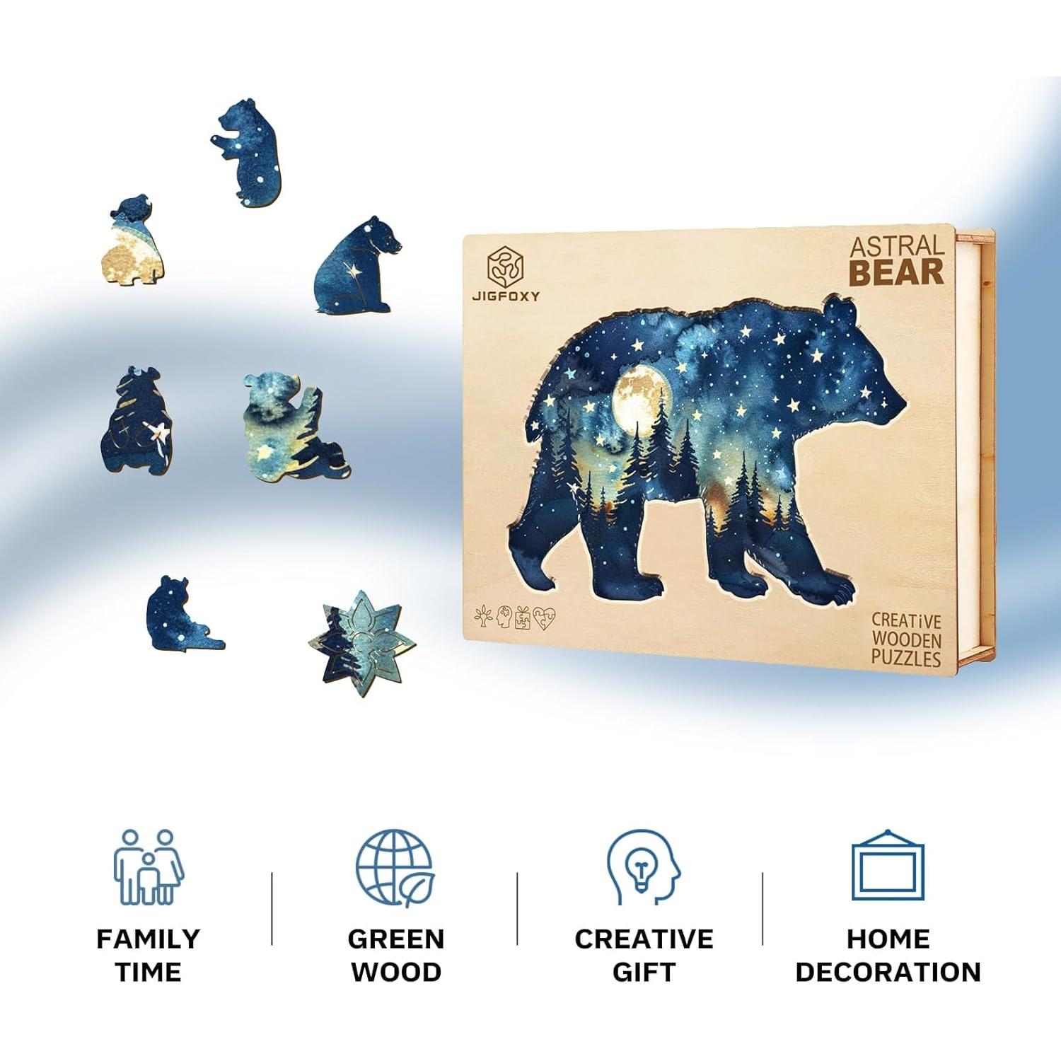 Rompecabezas de Madera Jigfoxy Oso Astral 145 Piezas 30.99x20.57cm