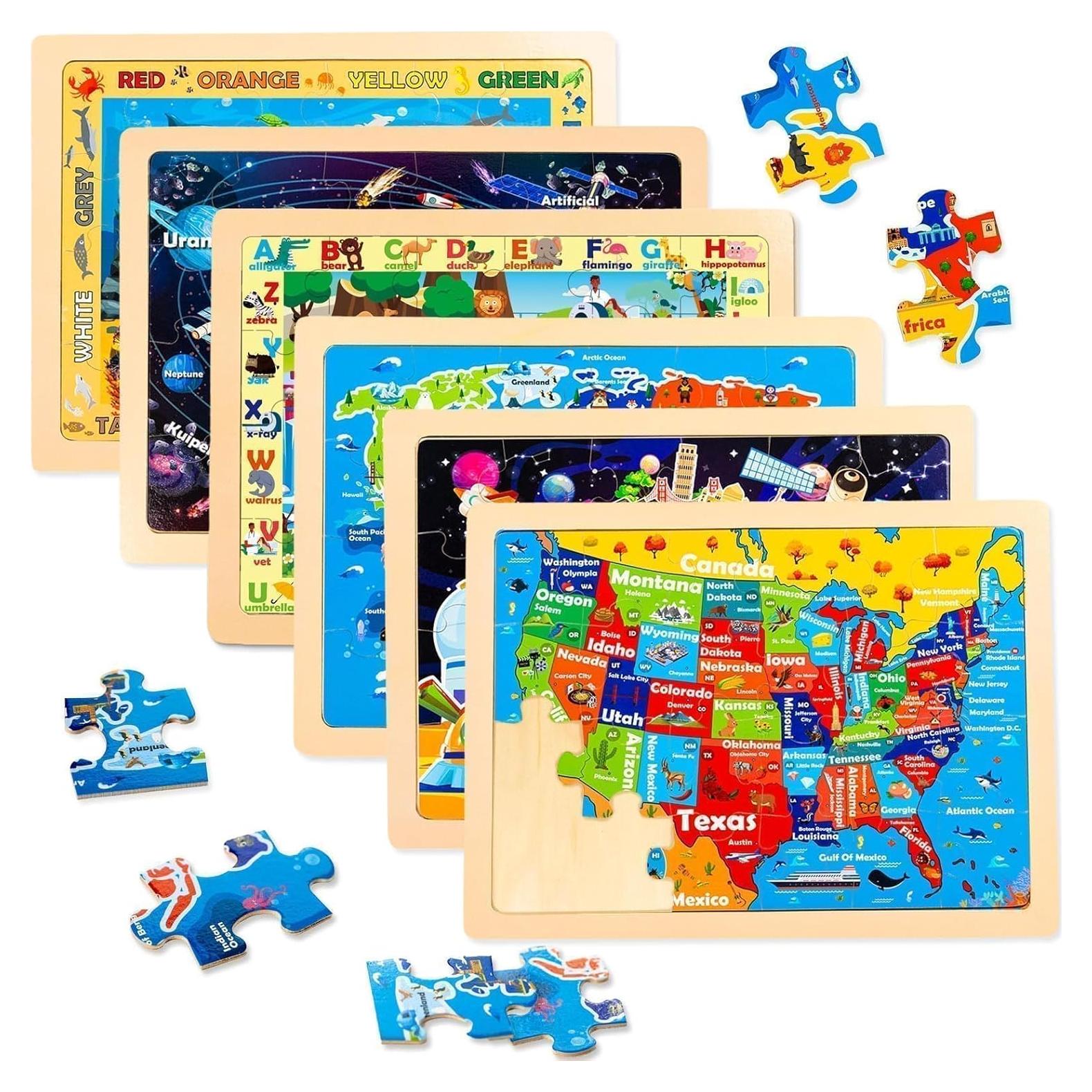 Rompecabezas de Madera EggSun 6 Paquetes 24 Piezas Educativos