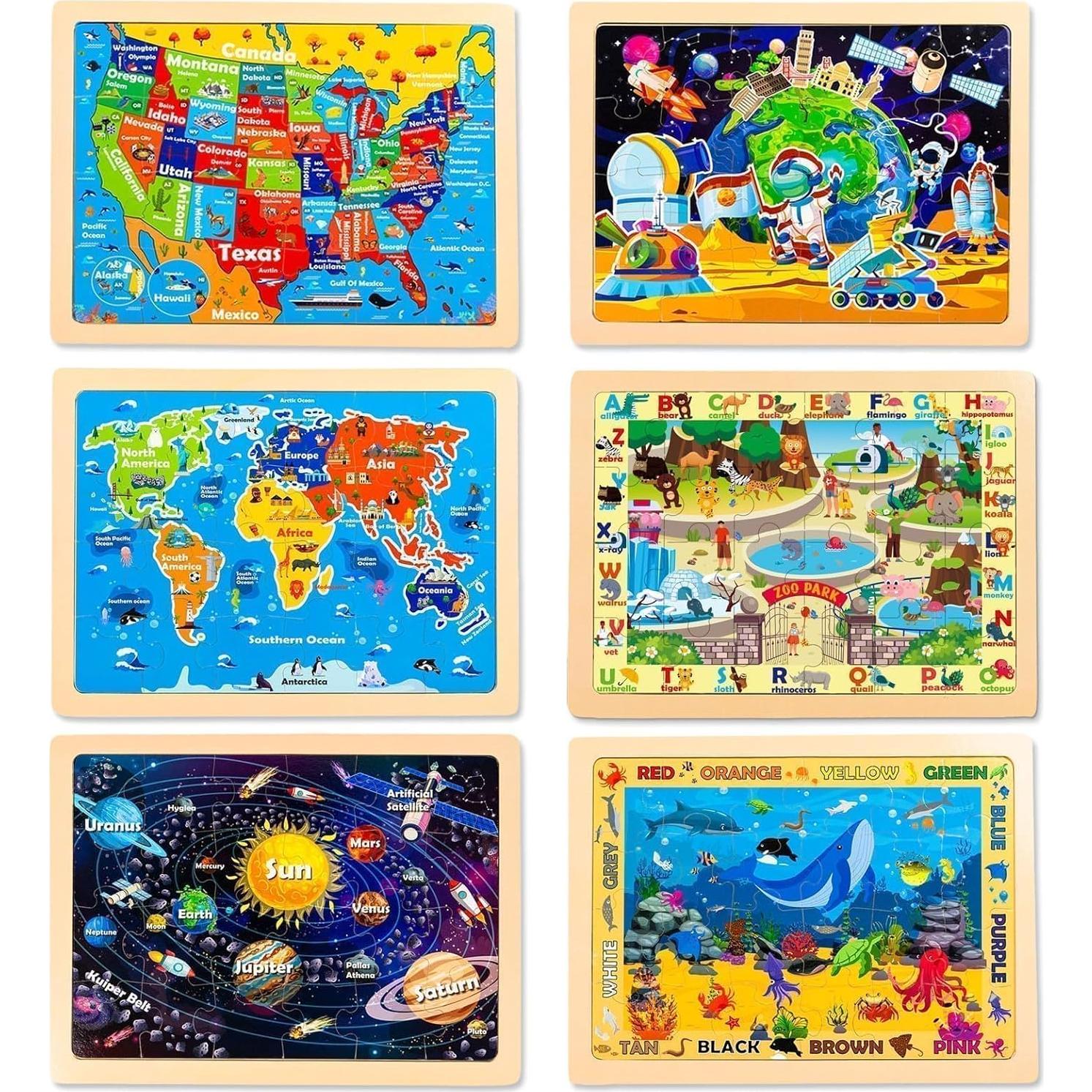 Rompecabezas de Madera EggSun 6 Paquetes 24 Piezas Educativos