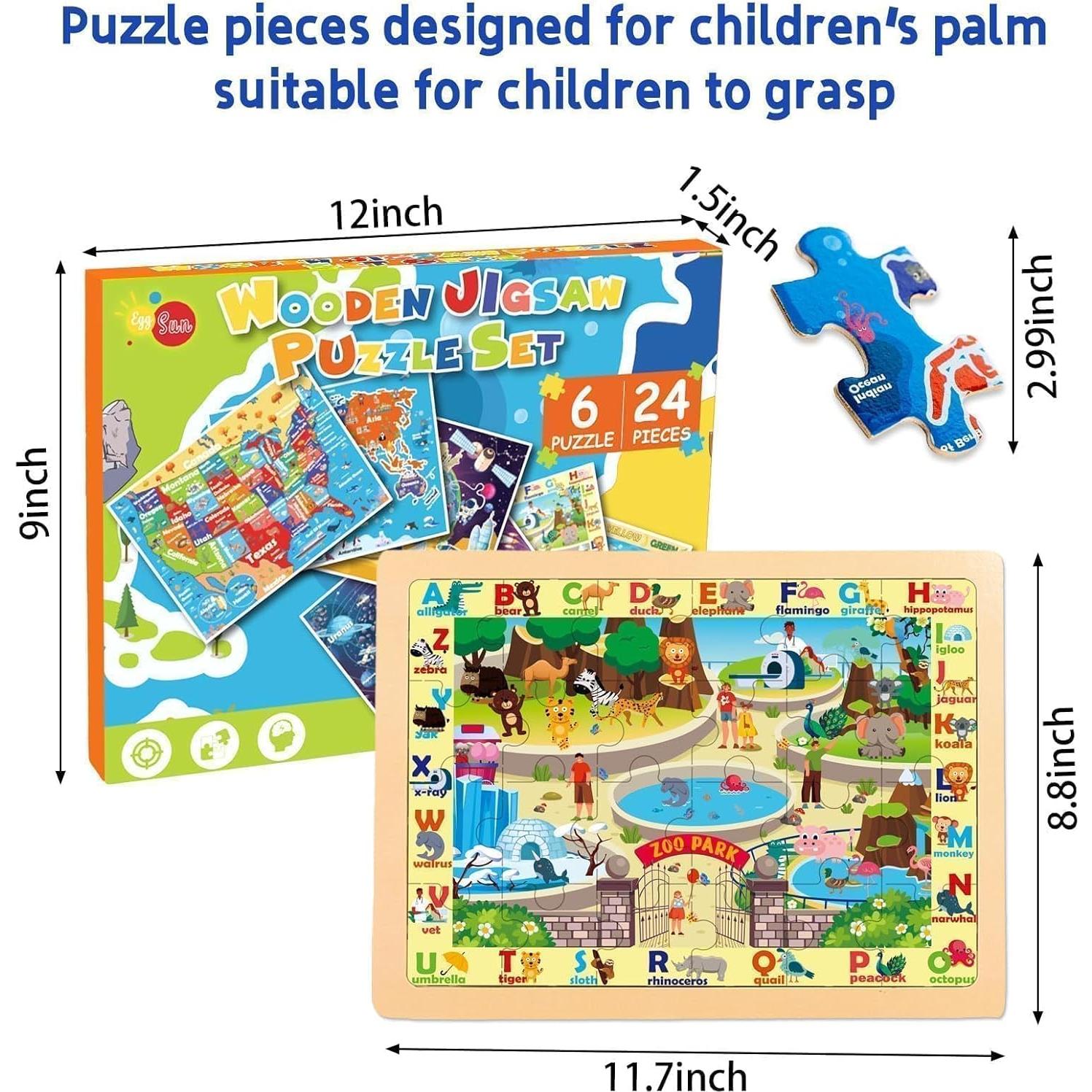 Rompecabezas de Madera EggSun 6 Paquetes 24 Piezas Educativos