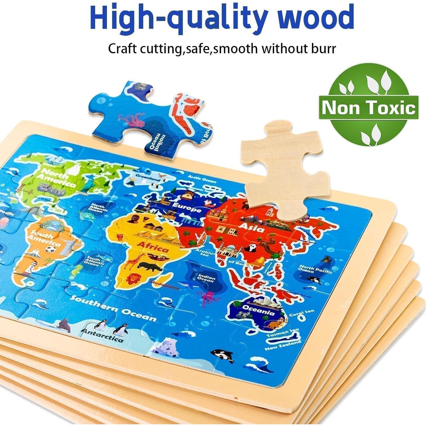 Rompecabezas de Madera EggSun 6 Paquetes 24 Piezas Educativos