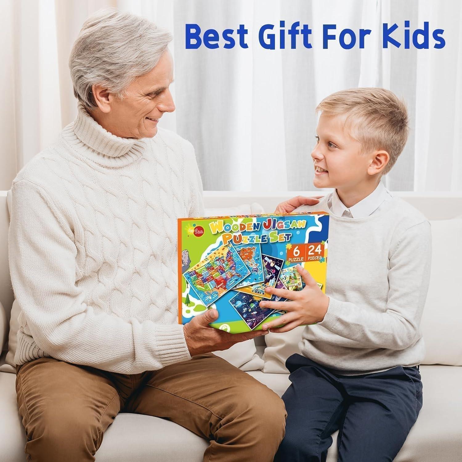 Rompecabezas de Madera EggSun 6 Paquetes 24 Piezas Educativos