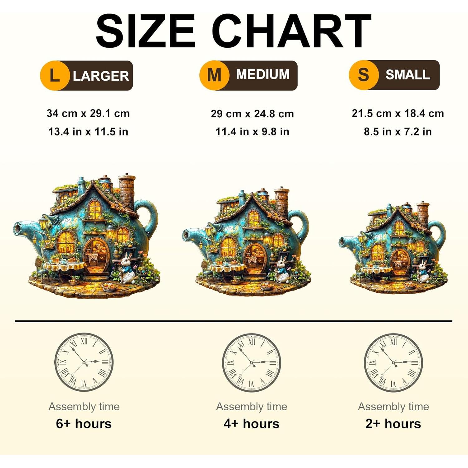 WOODBESTS Wooden Puzzles for Adults, Rabbit's Teapot Wood Puzzles Adult(90 Pieces, S, 8.5 * 7.2in), Unique Shape Wooden Animal Jigsaw Puzzles, Birthday Gifts for Adults Family Game