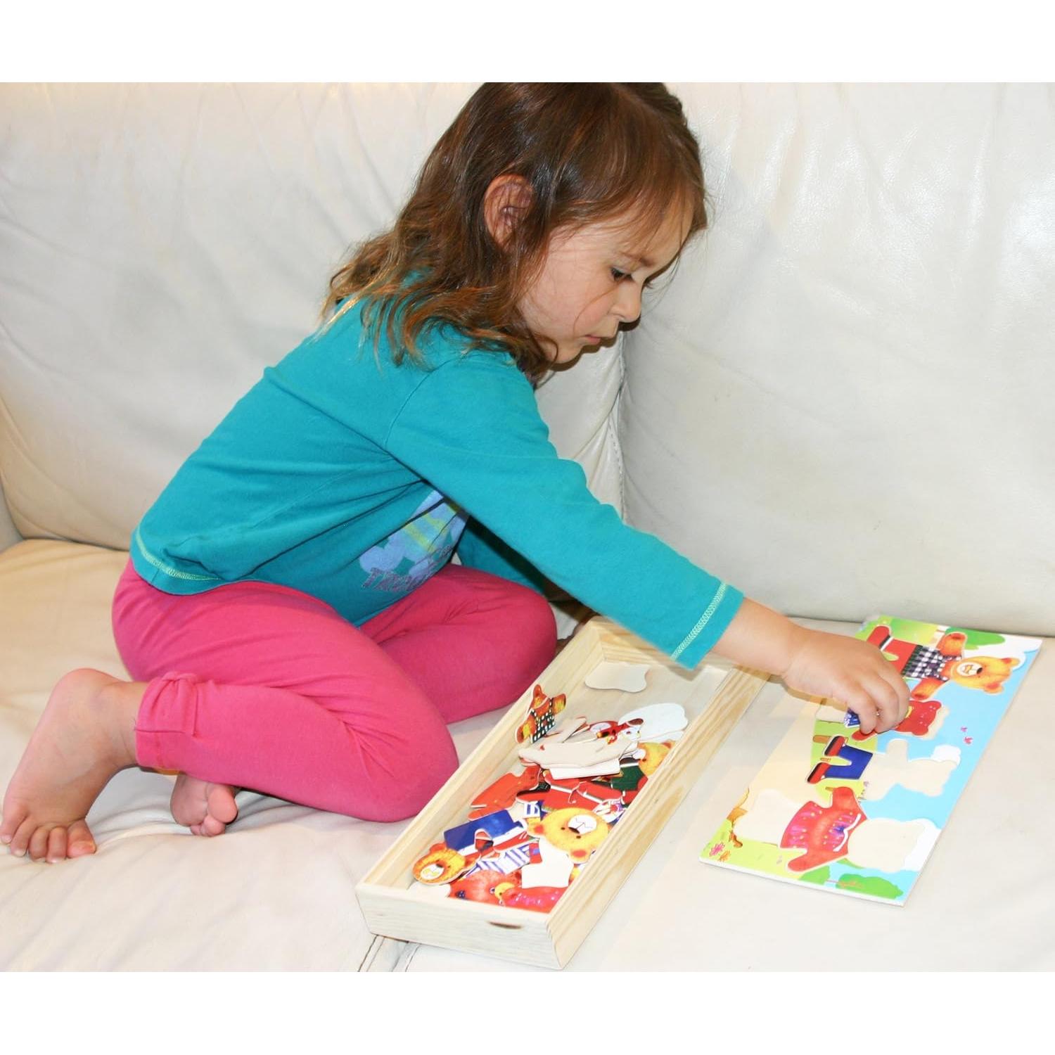 Rompecabezas de Madera TOWO Vestir a la Familia de Osos 72 Piezas