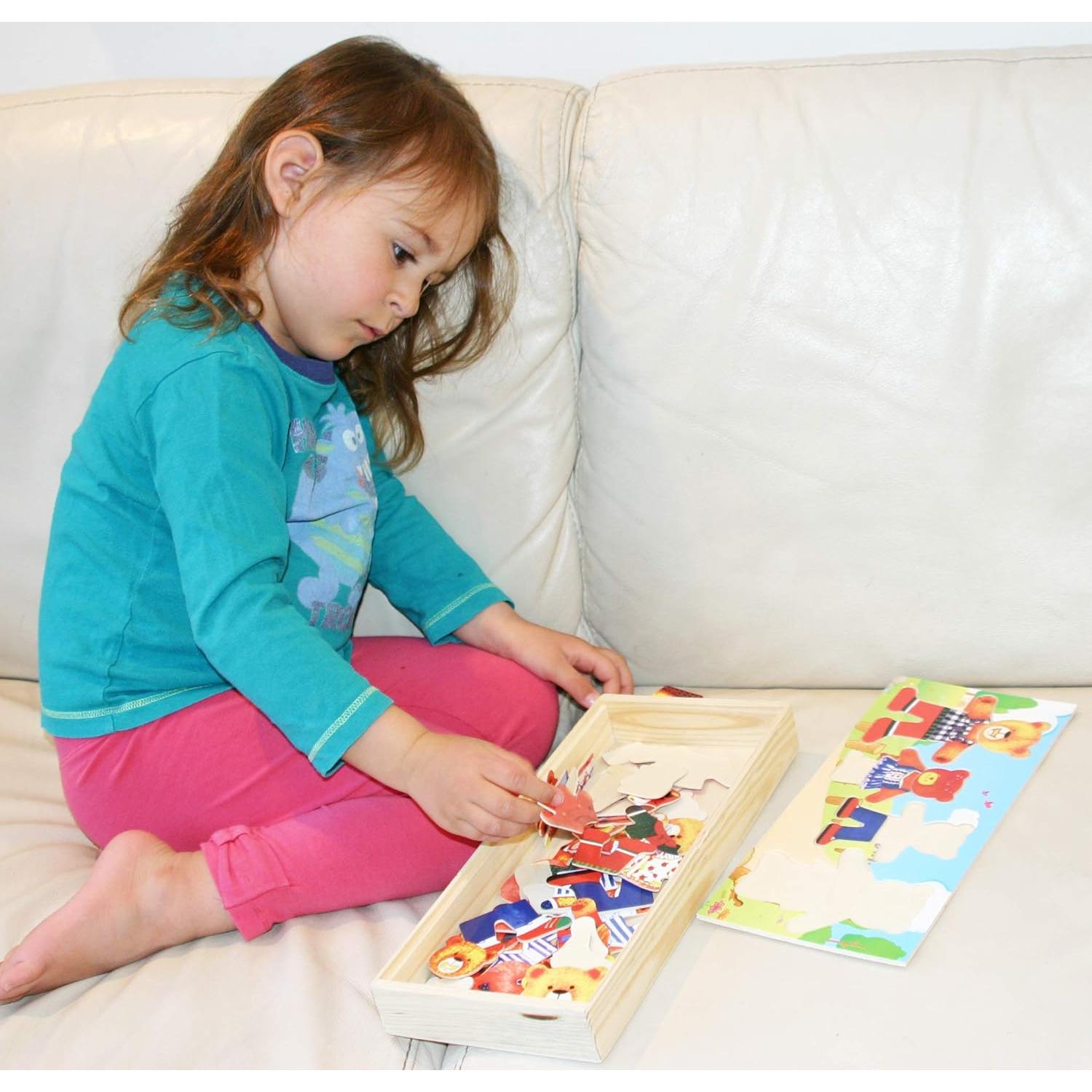 Rompecabezas de Madera TOWO Vestir a la Familia de Osos 72 Piezas