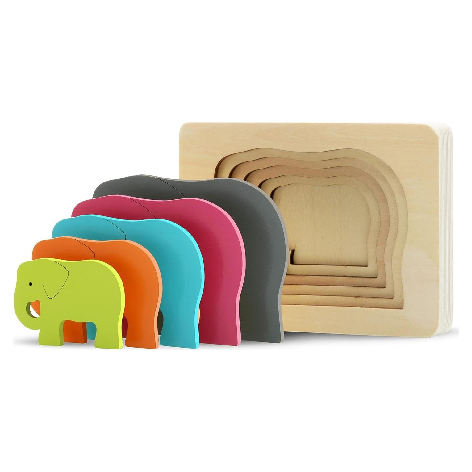 Rompecabezas de Madera TEKOR Elefante Multi-Capa 15x11cm