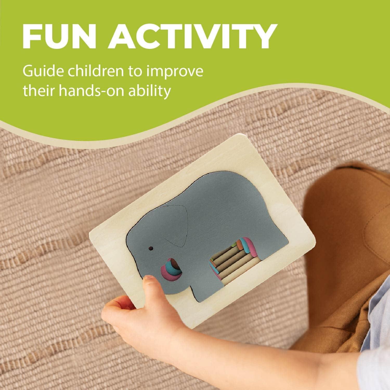 Rompecabezas de Madera TEKOR Elefante Multi-Capa 15x11cm