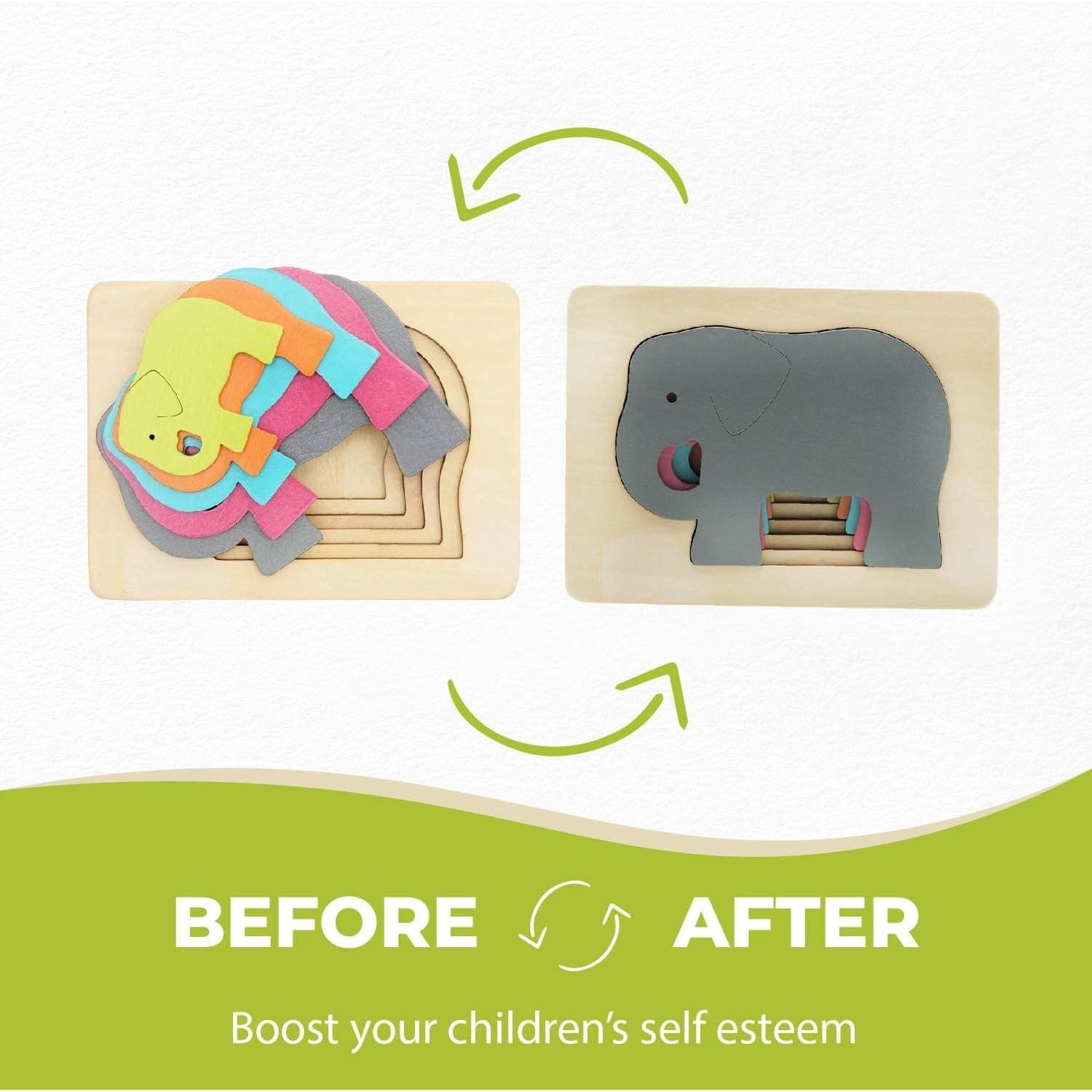 Rompecabezas de Madera TEKOR Elefante Multi-Capa 15x11cm