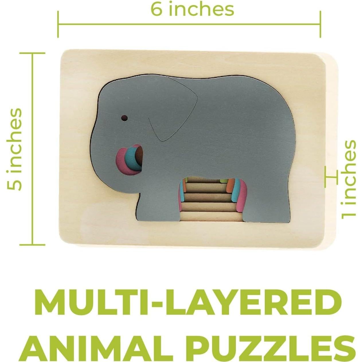 Rompecabezas de Madera TEKOR Elefante Multi-Capa 15x11cm