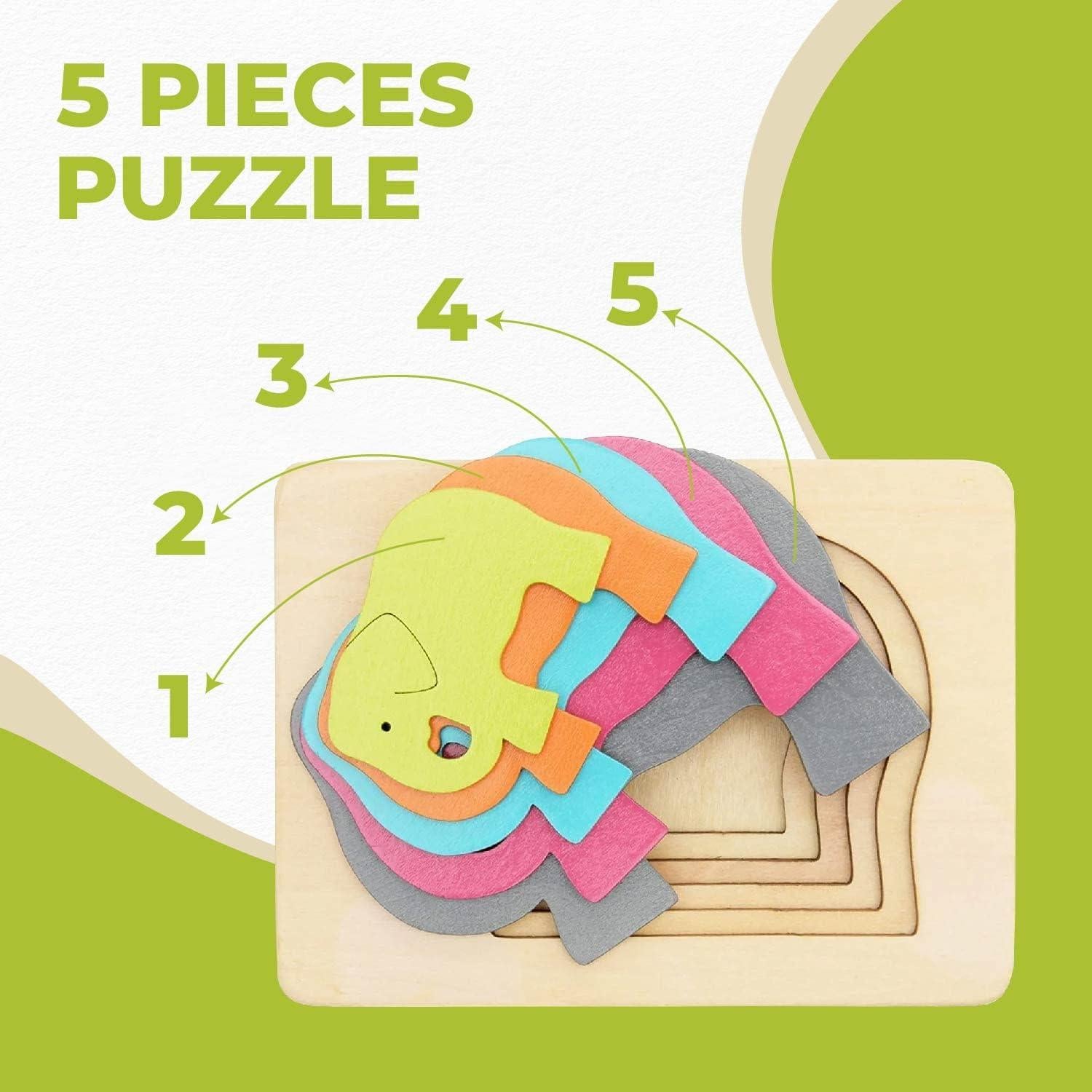 Rompecabezas de Madera TEKOR Elefante Multi-Capa 15x11cm