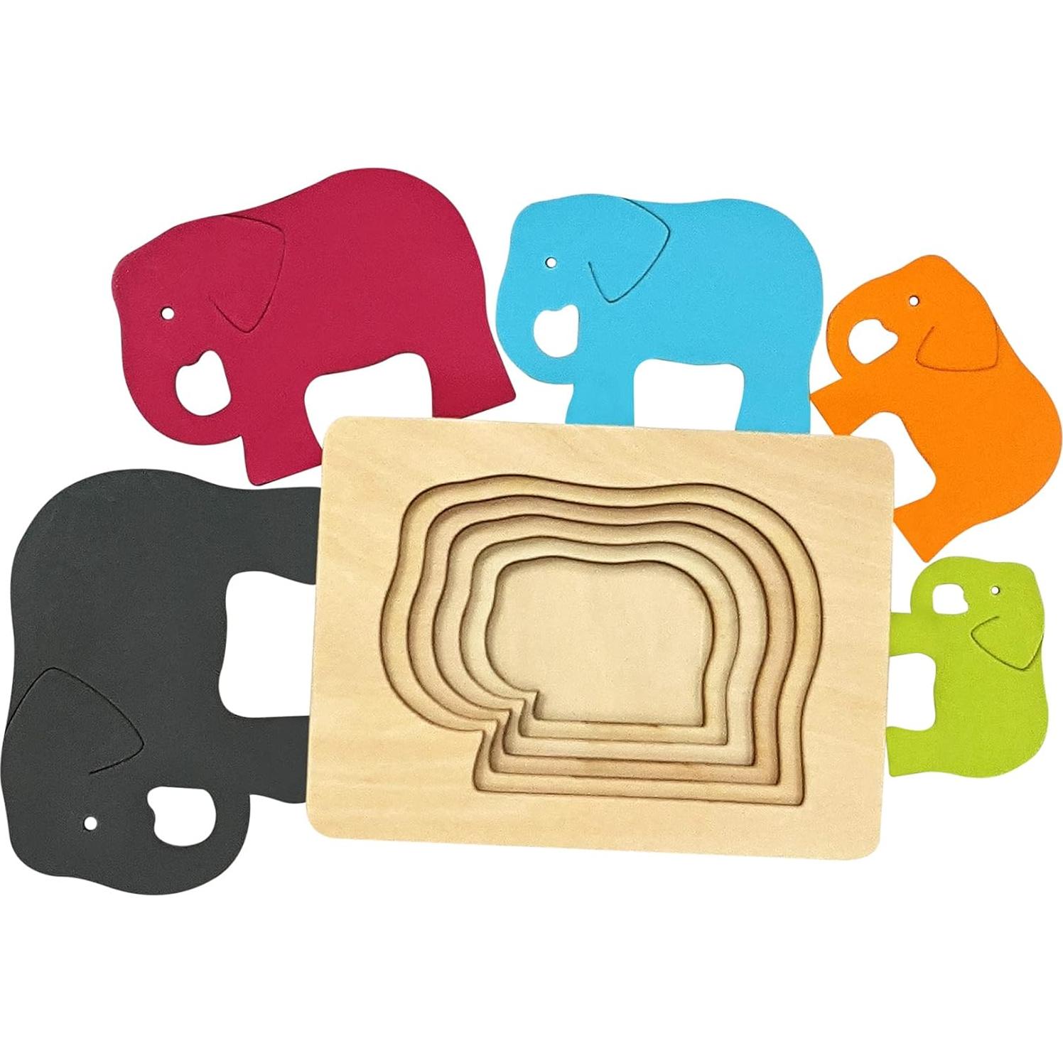 Rompecabezas de Madera TEKOR Elefante Multi-Capa 15x11cm