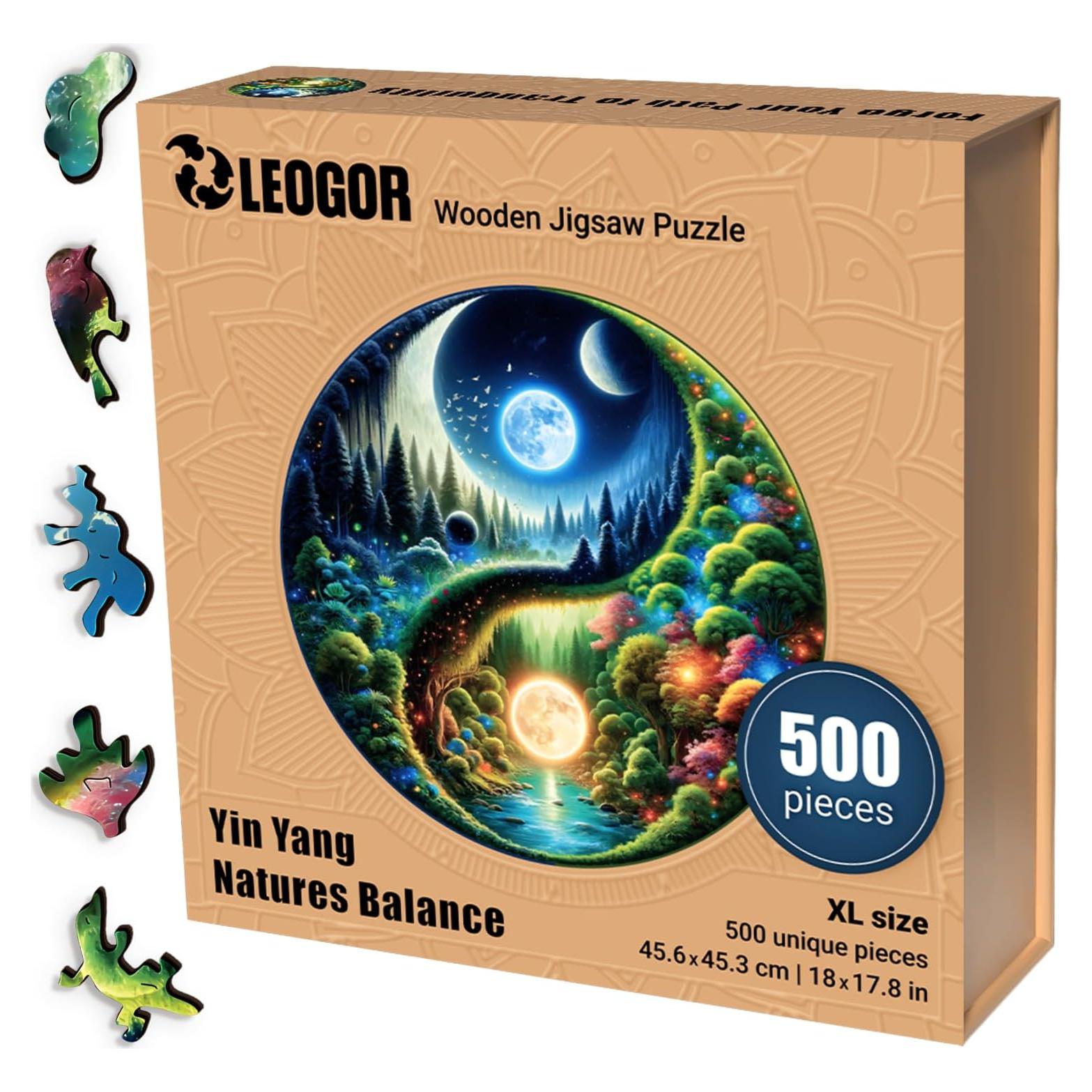 Rompecabezas de Madera LEOGOR XL 500 Piezas Yin Yang 45.7 cm