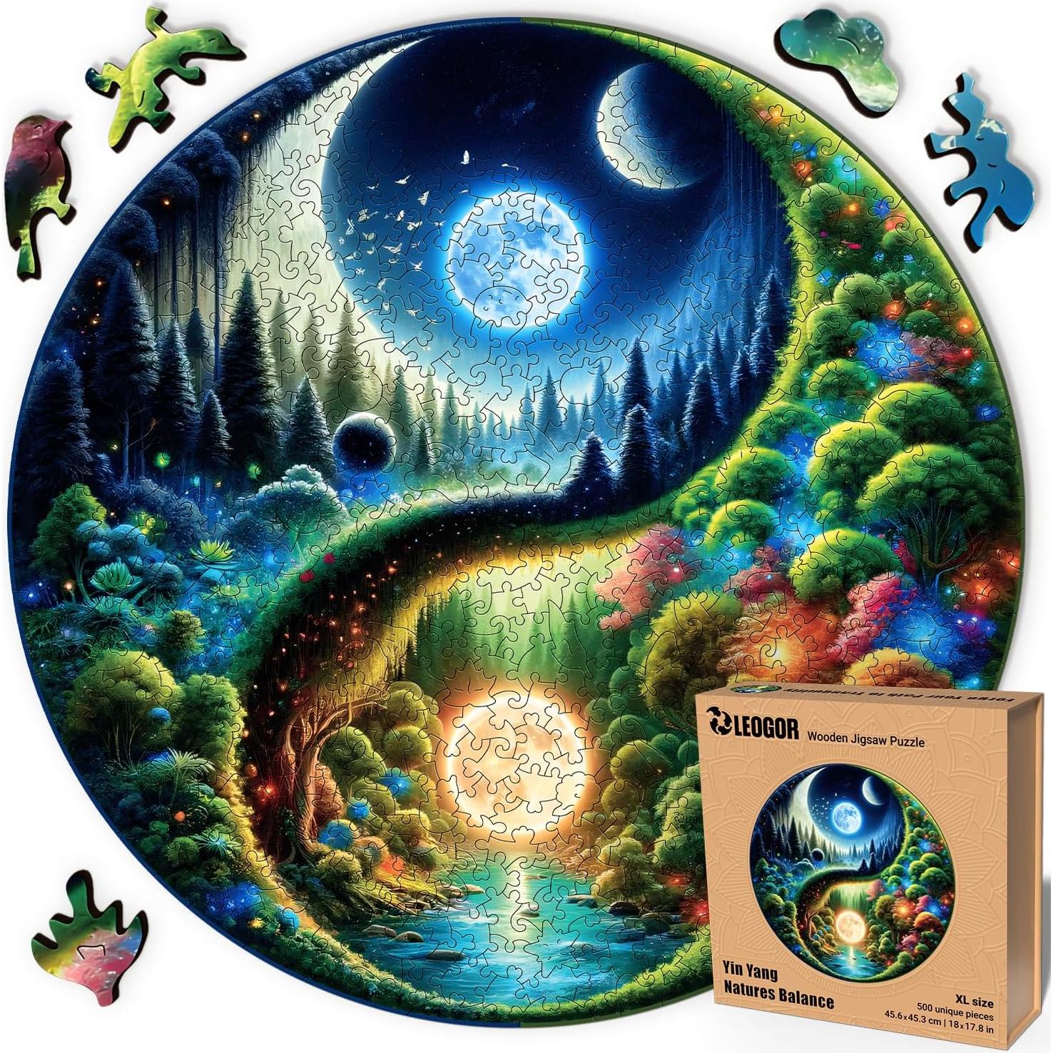 Rompecabezas de Madera LEOGOR XL 500 Piezas Yin Yang 45.7 cm