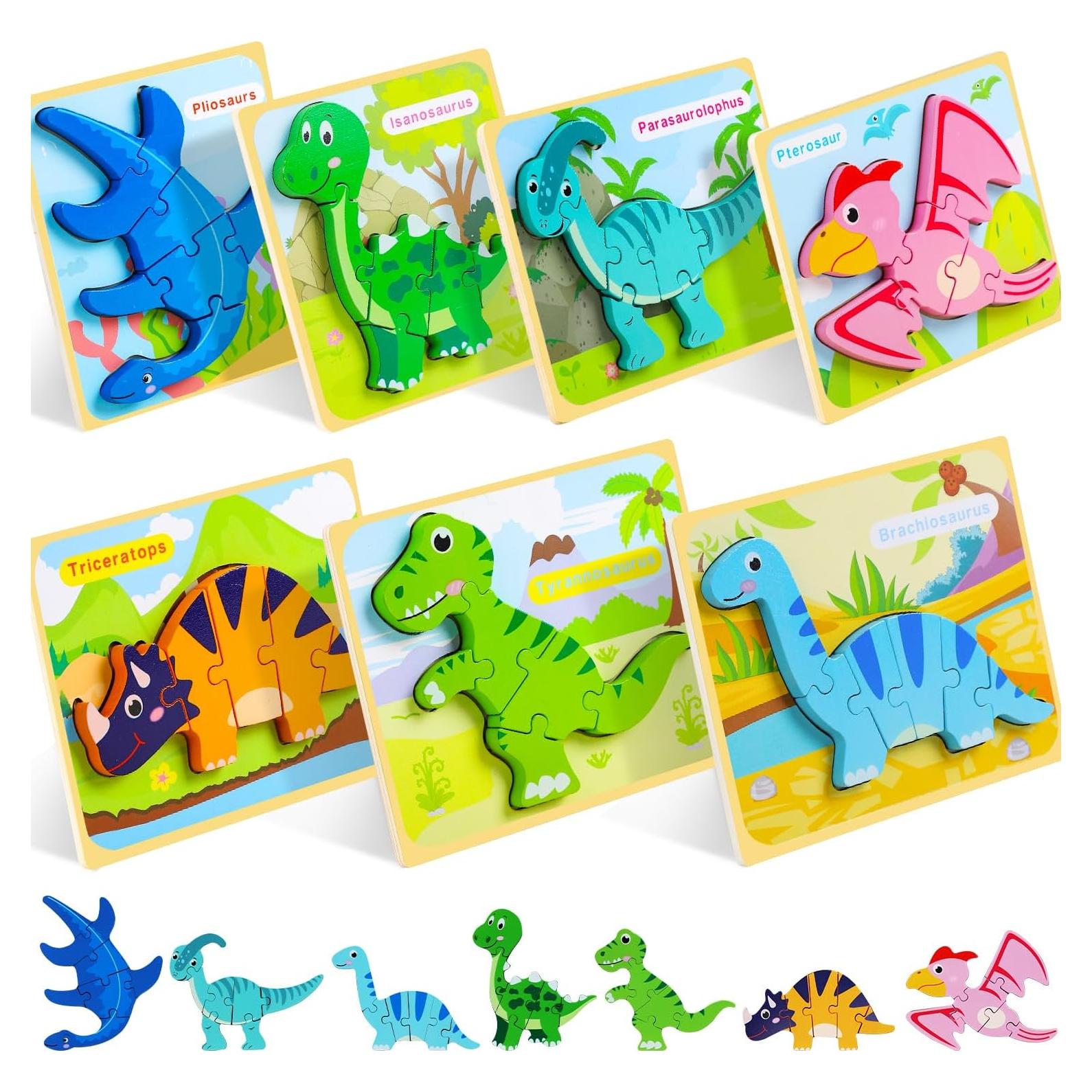 Rompecabezas de Madera Dinosaurios TOY Life 7 Piezas 2-5 Años