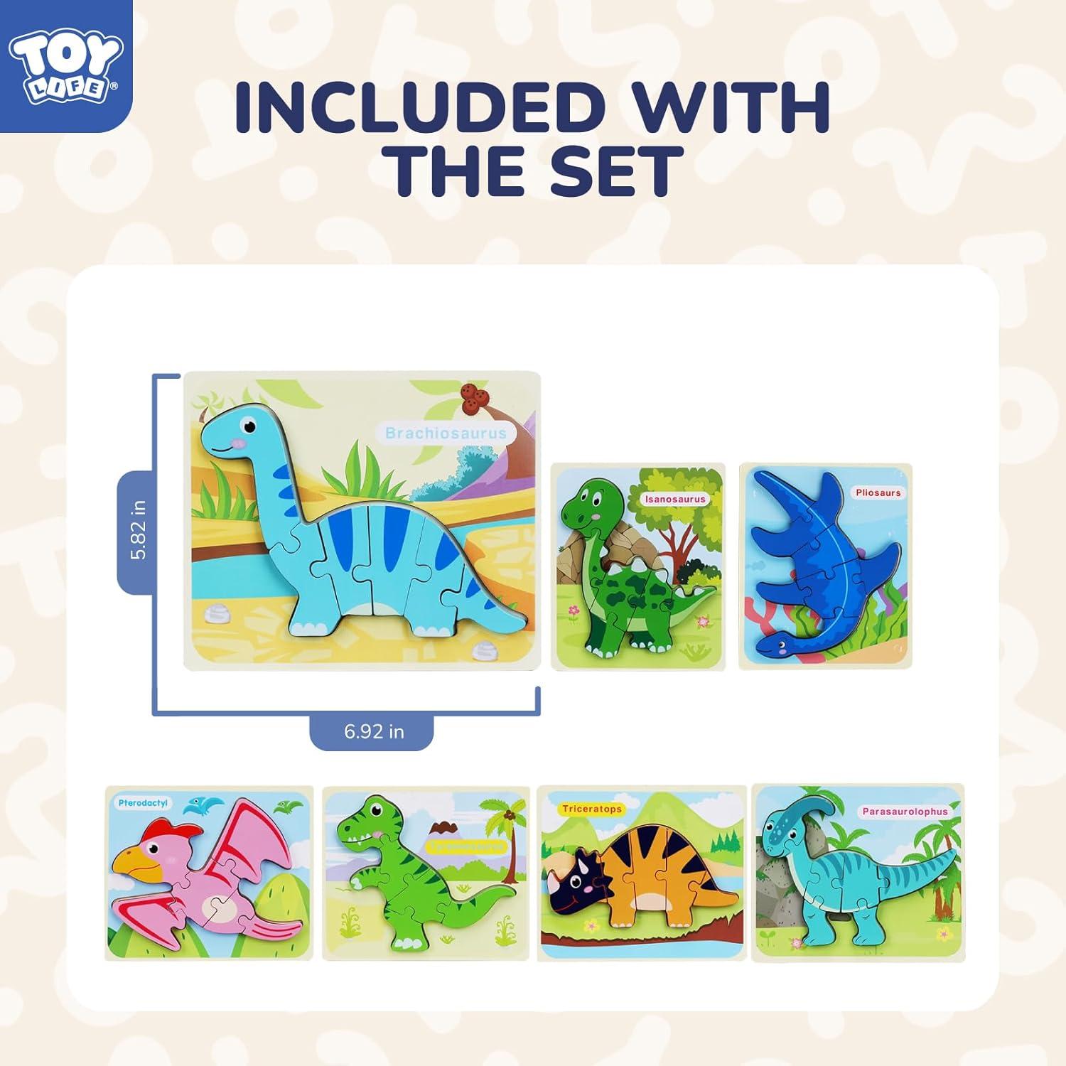 Rompecabezas de Madera Dinosaurios TOY Life 7 Piezas 2-5 Años