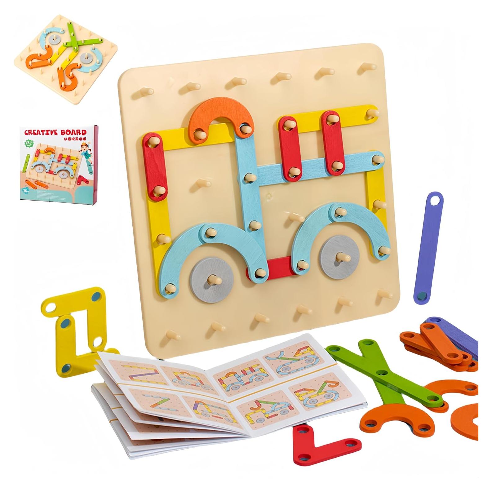 Tablero de Rompecabezas Geométrico de Madera Munyee Hua 30x30cm