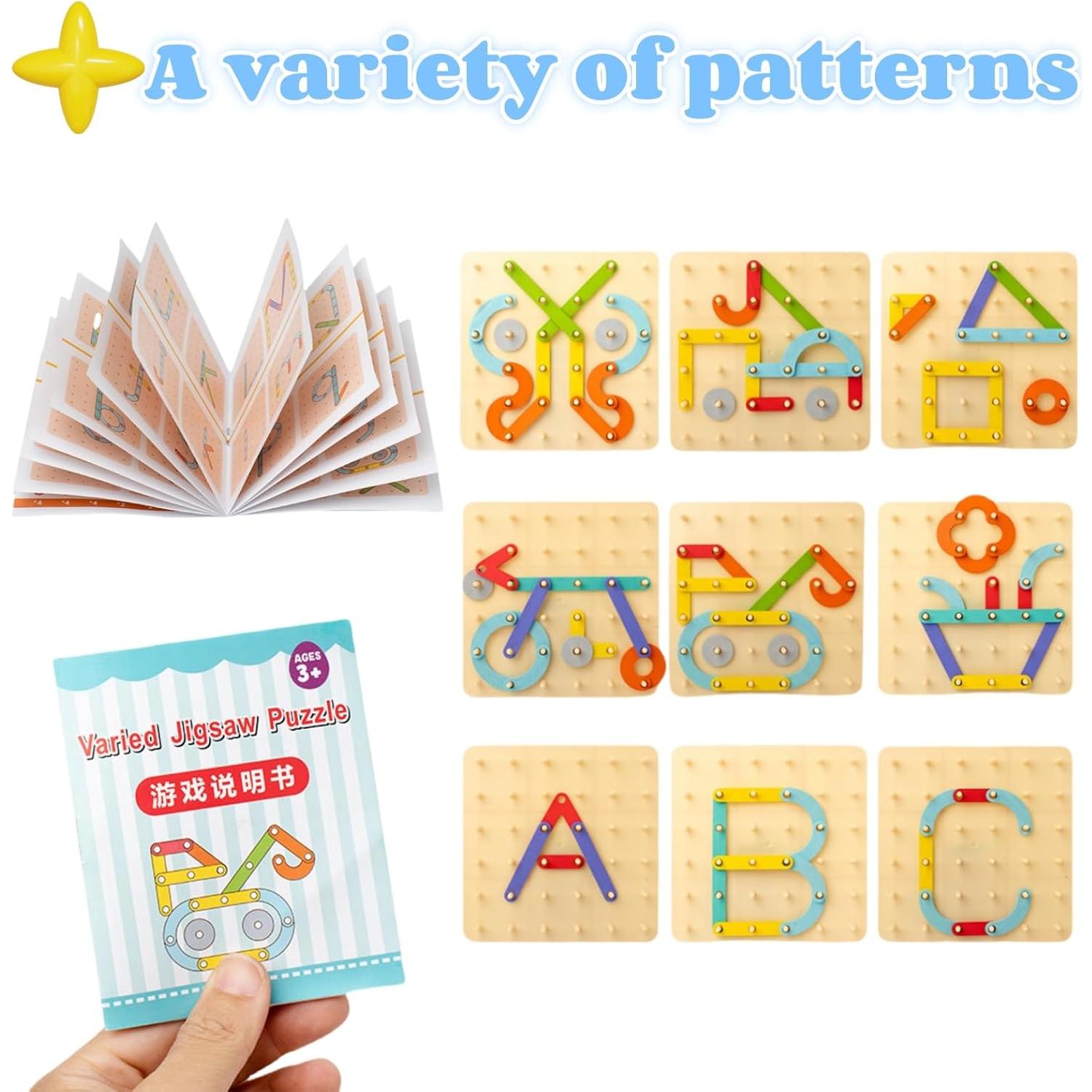 Tablero de Rompecabezas Geométrico de Madera Munyee Hua 30x30cm