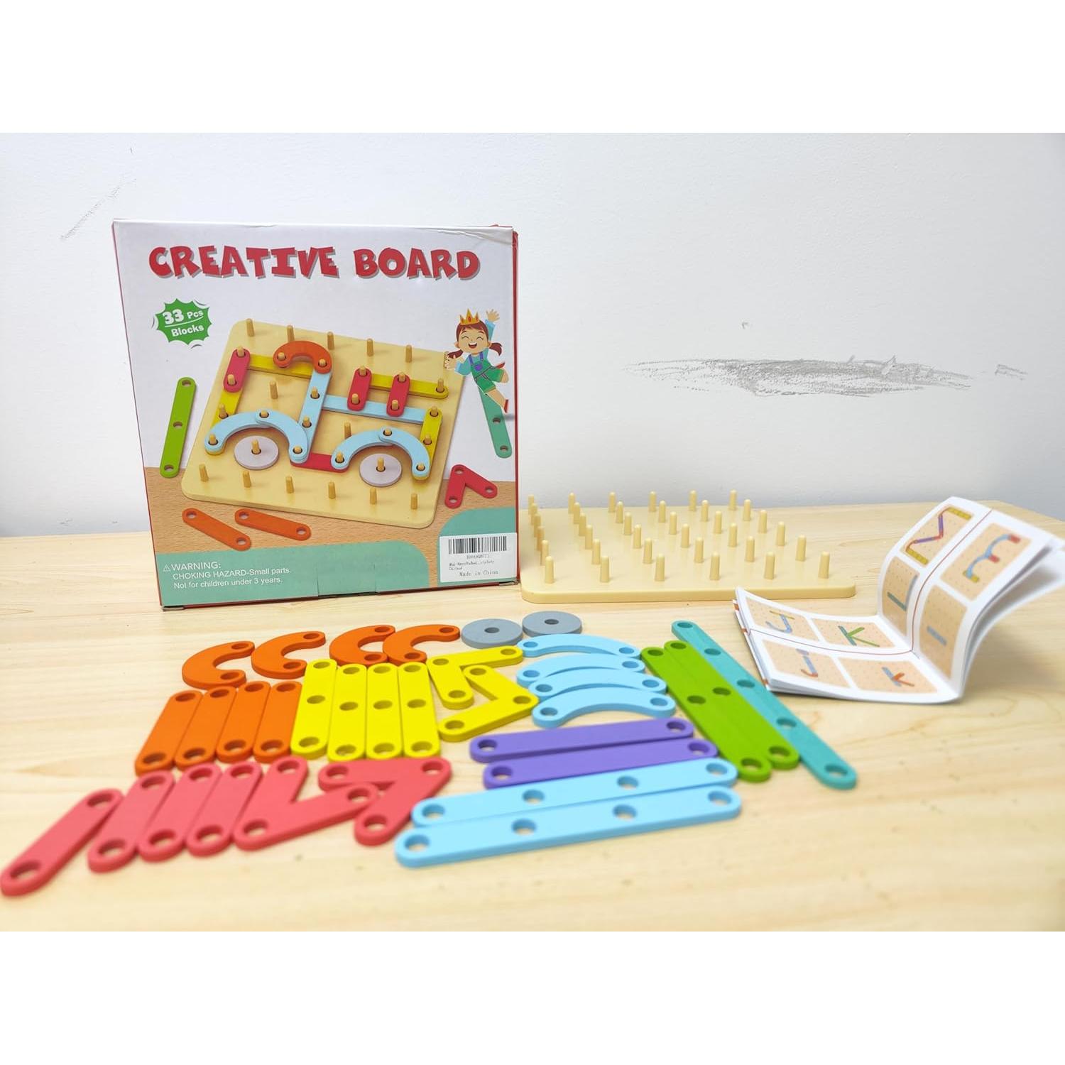 Tablero de Rompecabezas Geométrico de Madera Munyee Hua 30x30cm