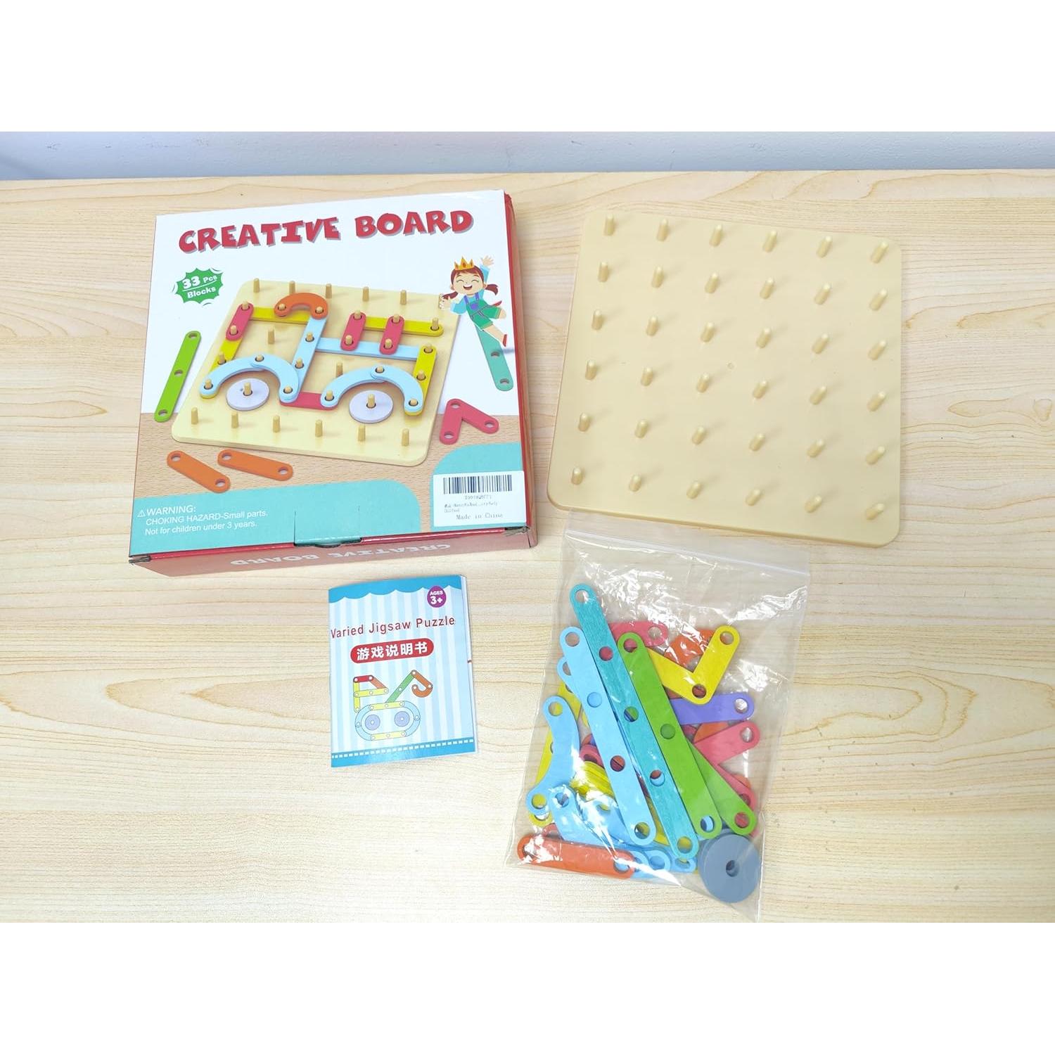 Tablero de Rompecabezas Geométrico de Madera Munyee Hua 30x30cm