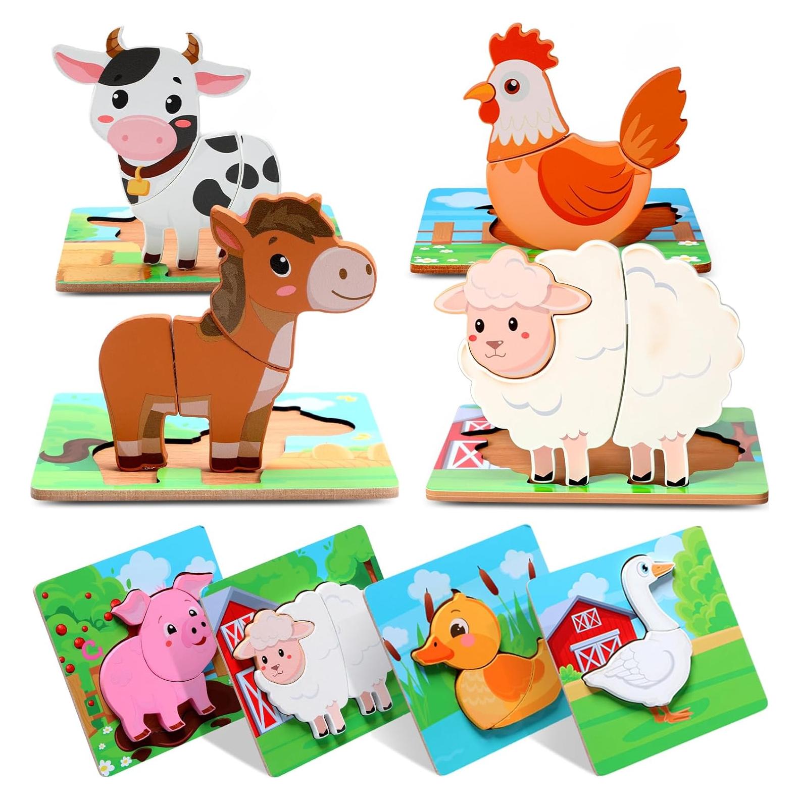 Rompecabezas de Madera Zomiboo Animales de Granja 8 Piezas