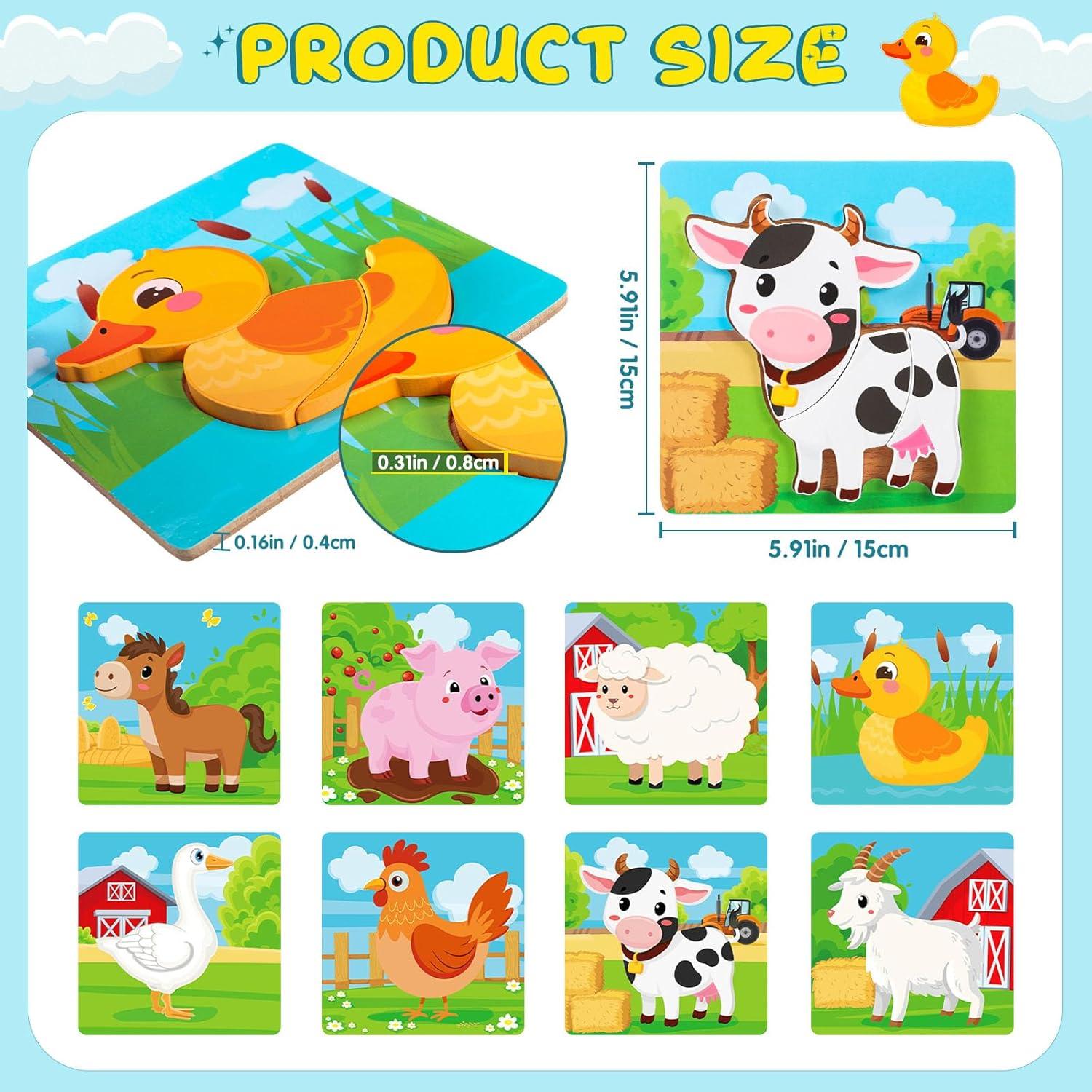 Rompecabezas de Madera Zomiboo Animales de Granja 8 Piezas