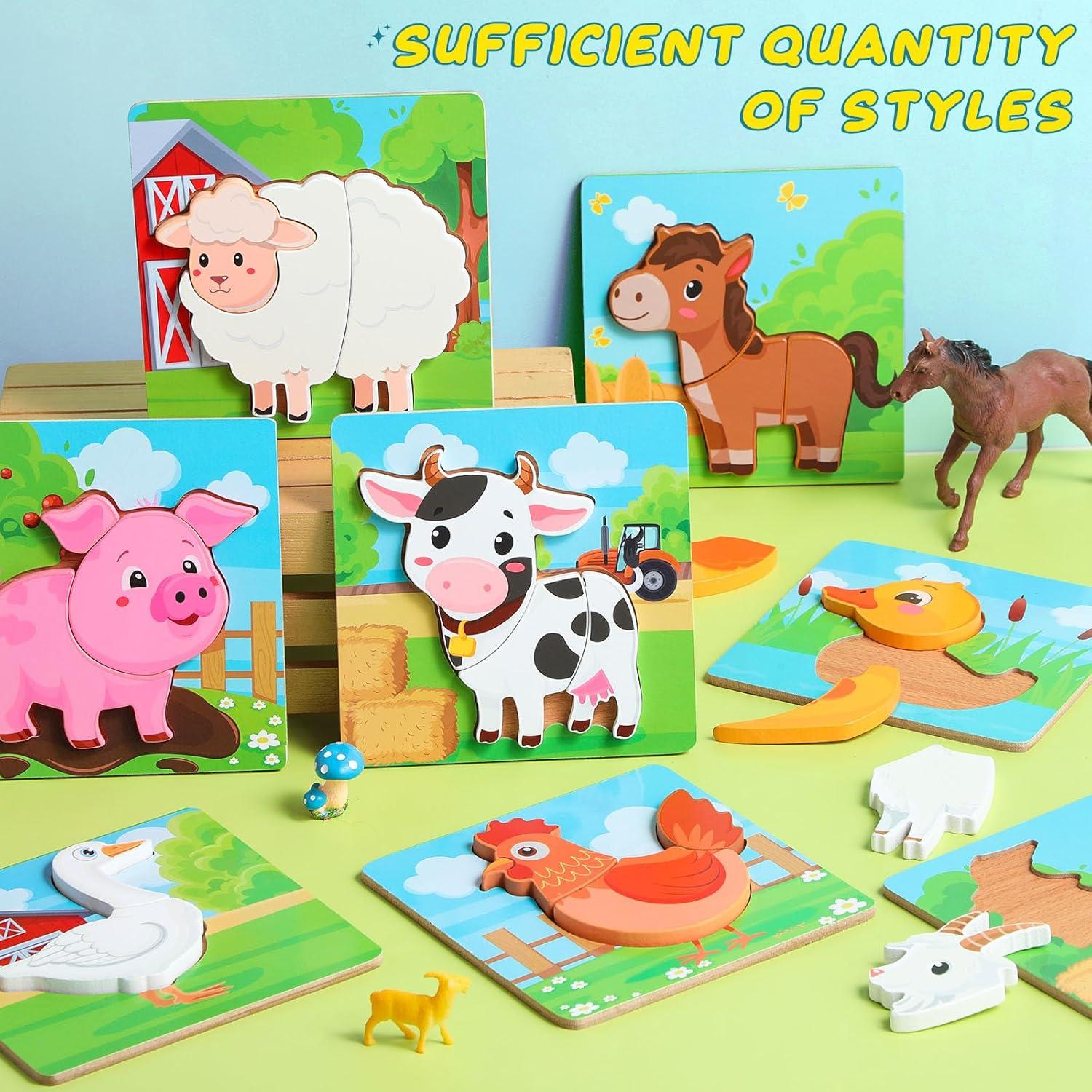 Rompecabezas de Madera Zomiboo Animales de Granja 8 Piezas