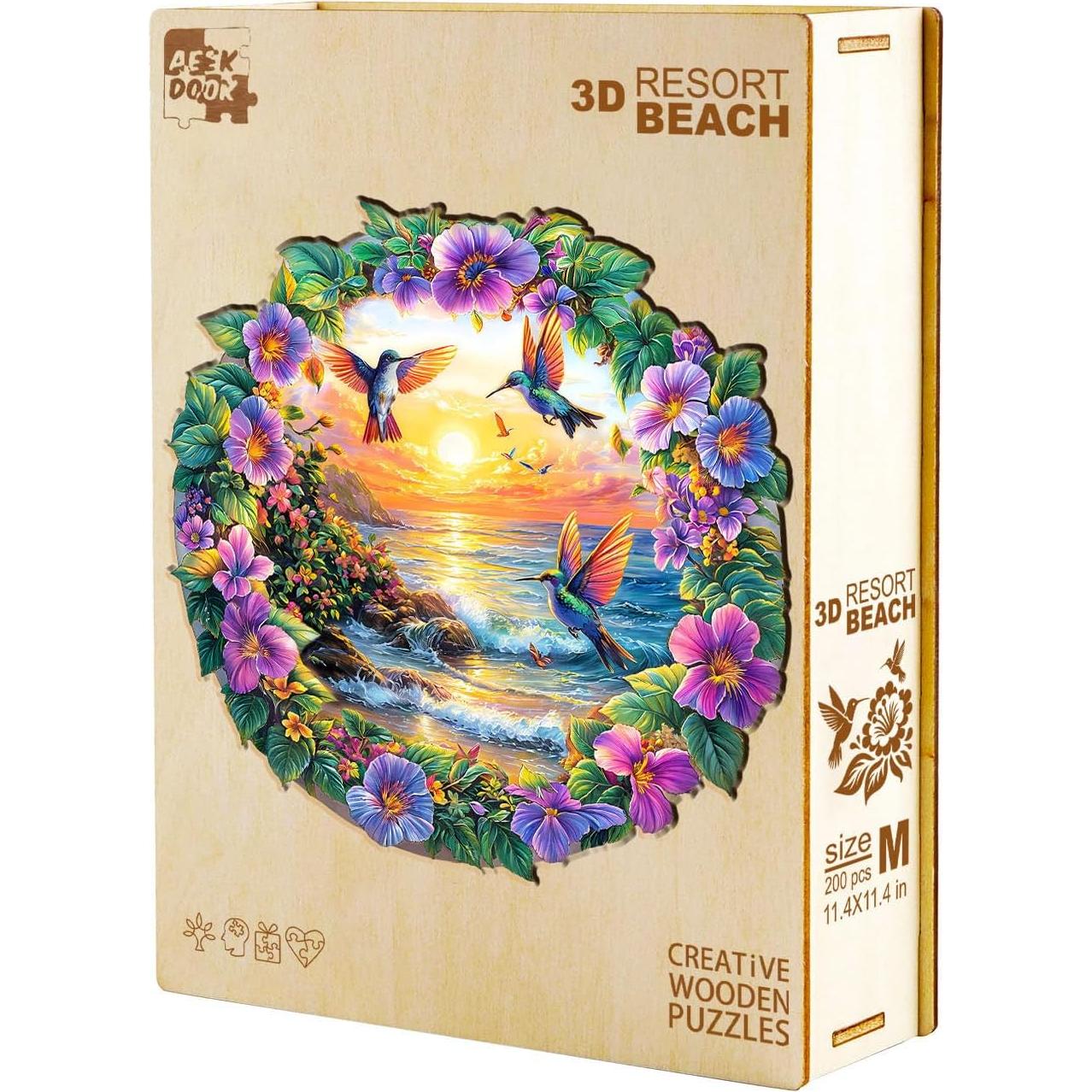 Rompecabezas de Madera AEEKDOOK 100 Piezas Playa Resort 21.6 cm