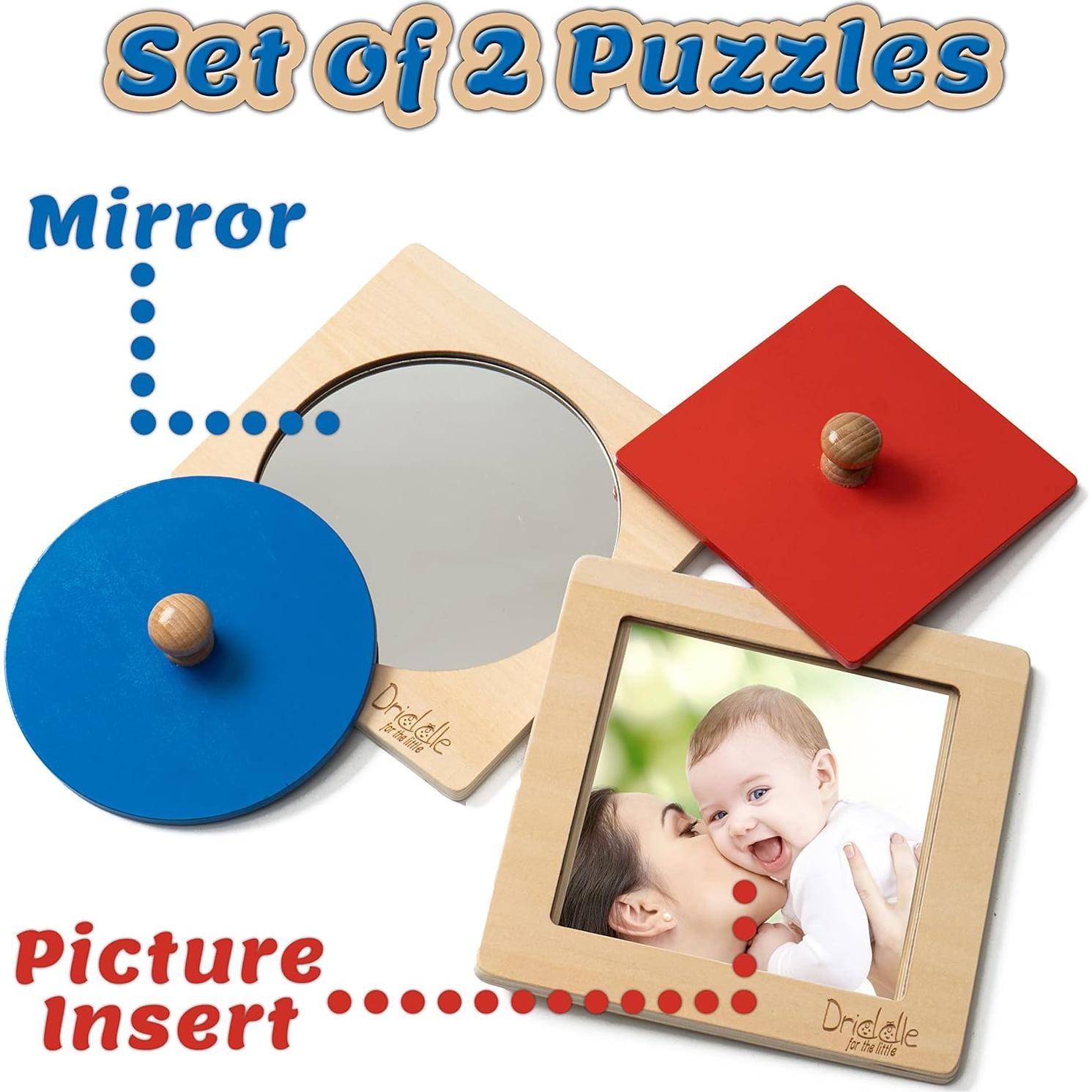 Rompecabezas Montessori Driddle con Espejo y Foto - 2 Formas Jumbo