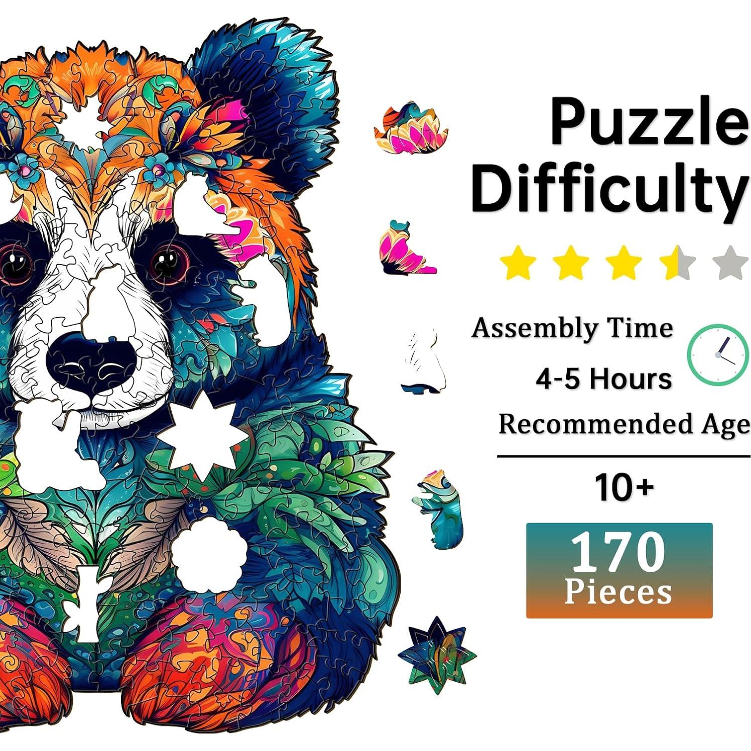 Rompecabezas de Madera Panda Jigfoxy 170 Piezas 24.4x29cm