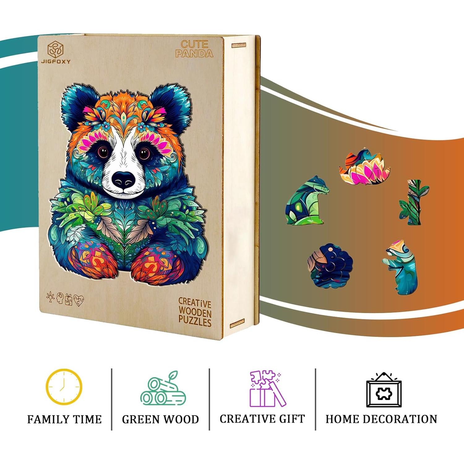 Rompecabezas de Madera Panda Jigfoxy 170 Piezas 24.4x29cm