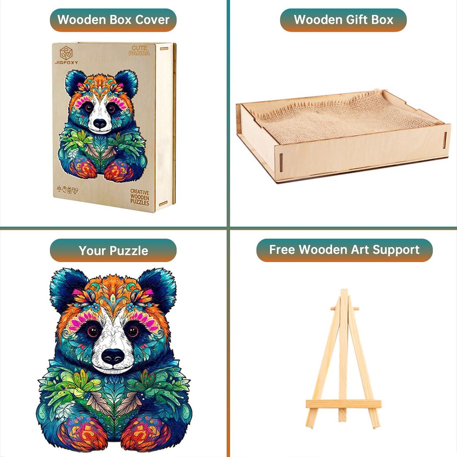 Rompecabezas de Madera Panda Jigfoxy 170 Piezas 24.4x29cm