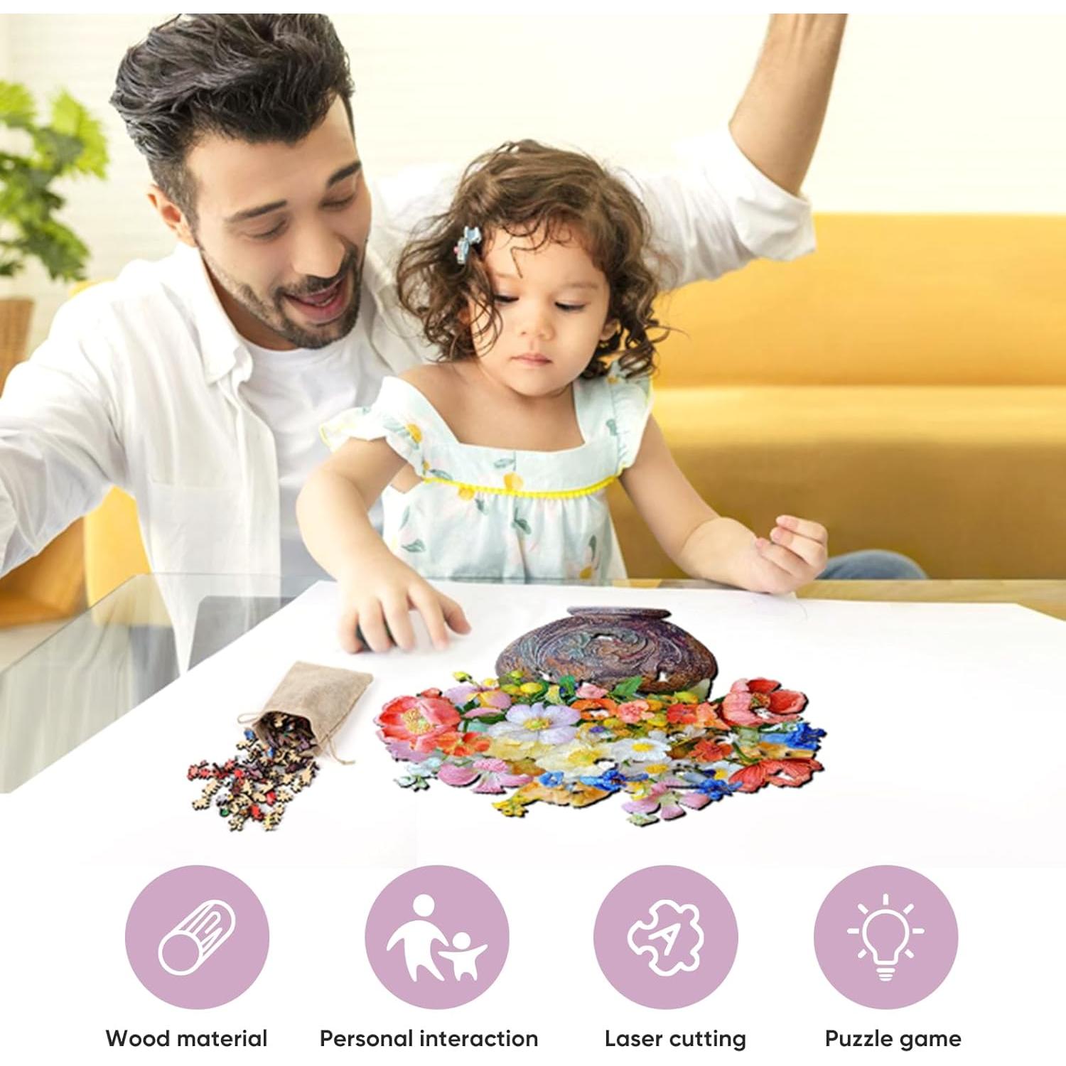 Rompecabezas de Madera Delobil 200 Piezas Flores 28x28 cm