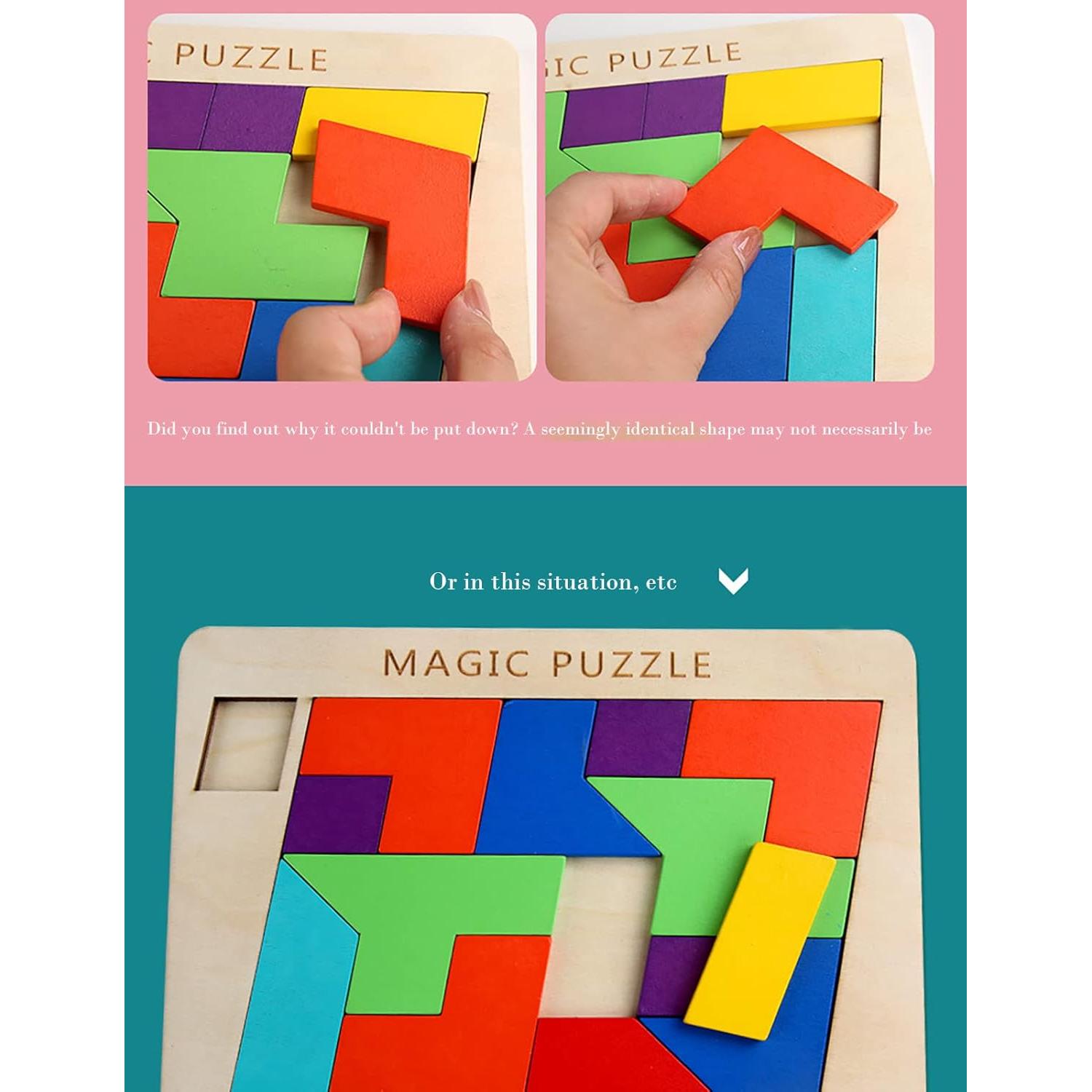 Rompecabezas de Madera Tangram AHYUAN 15 Piezas 3D Educativo
