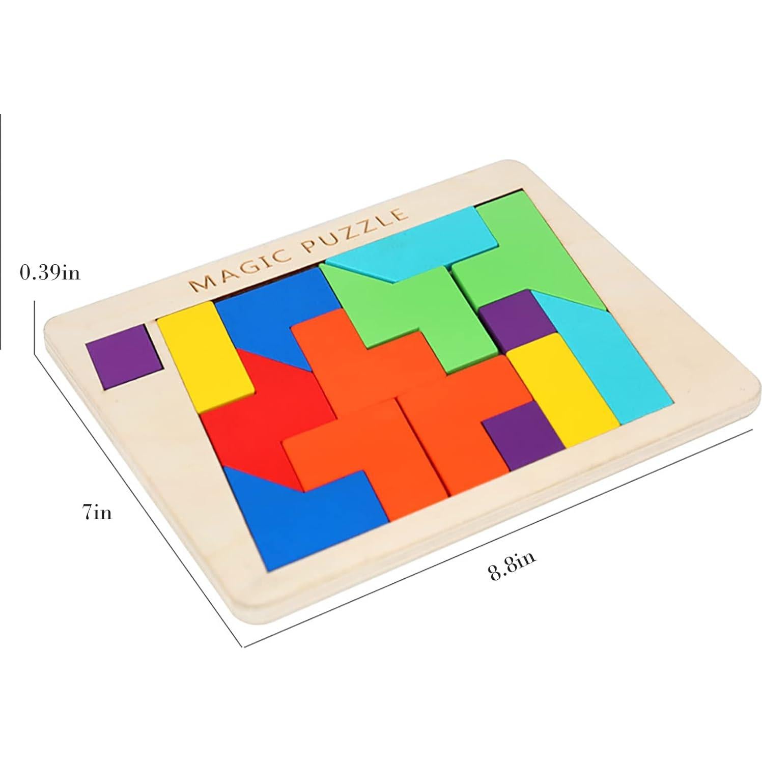 Rompecabezas de Madera Tangram AHYUAN 15 Piezas 3D Educativo