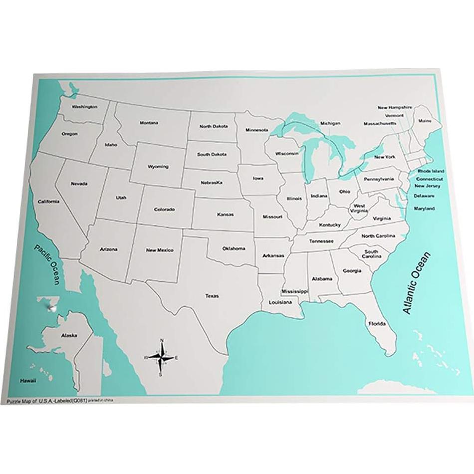 Rompecabezas Mapa de EE. UU. Montessori MY Toy Shop 57.9x44.9 cm