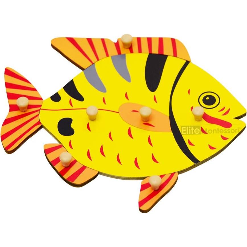 Rompecabezas de Pescado Montessori Elite 24x24 cm para Niños