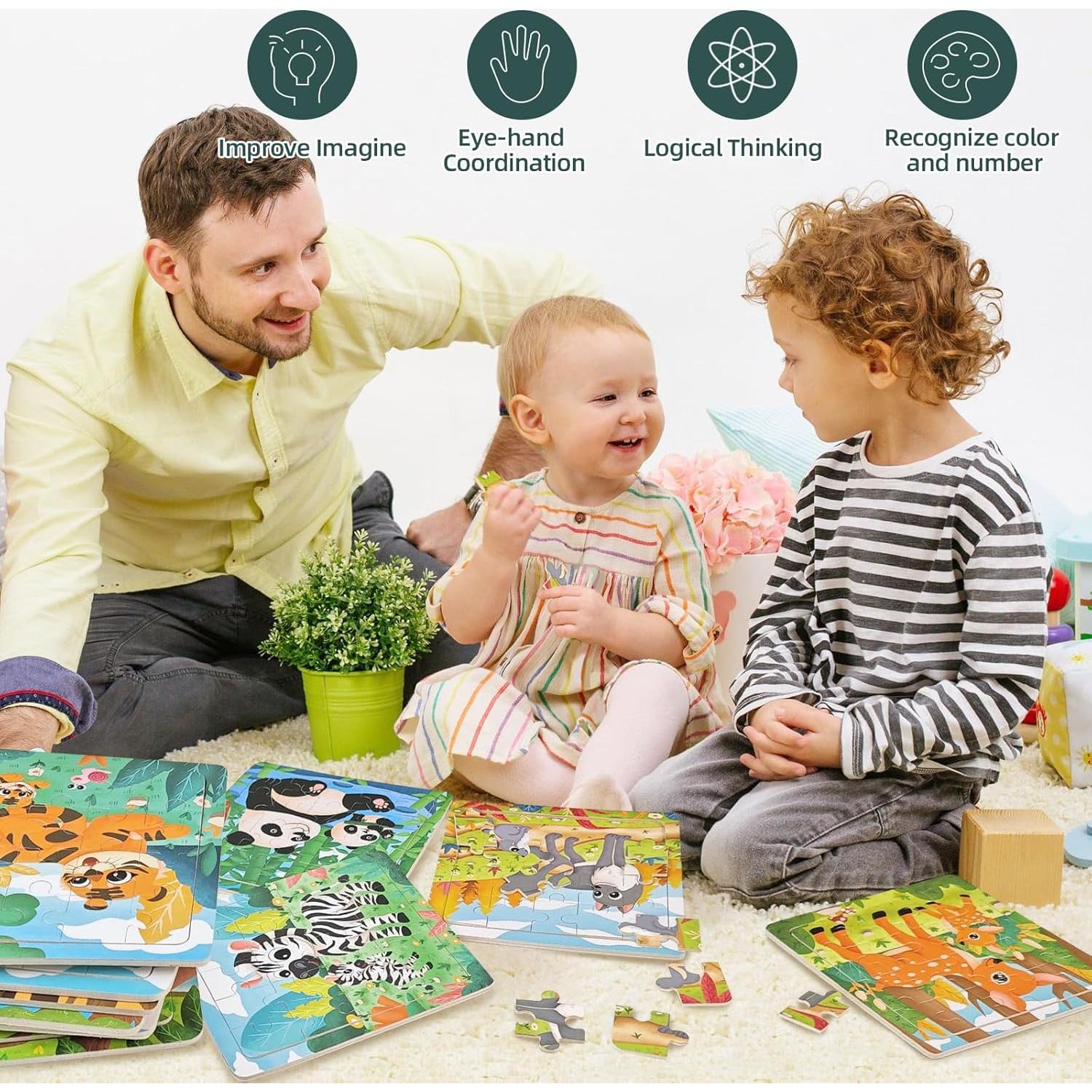 Rompecabezas de Madera Edutree 12 Piezas Animales 15.24 cm