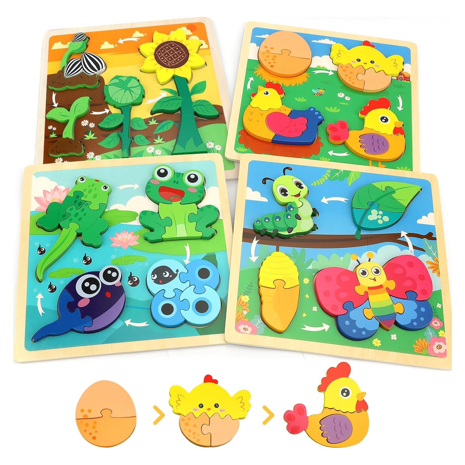 Rompecabezas de Madera TOY Life para Niños 2-4 Años - 4 Piezas