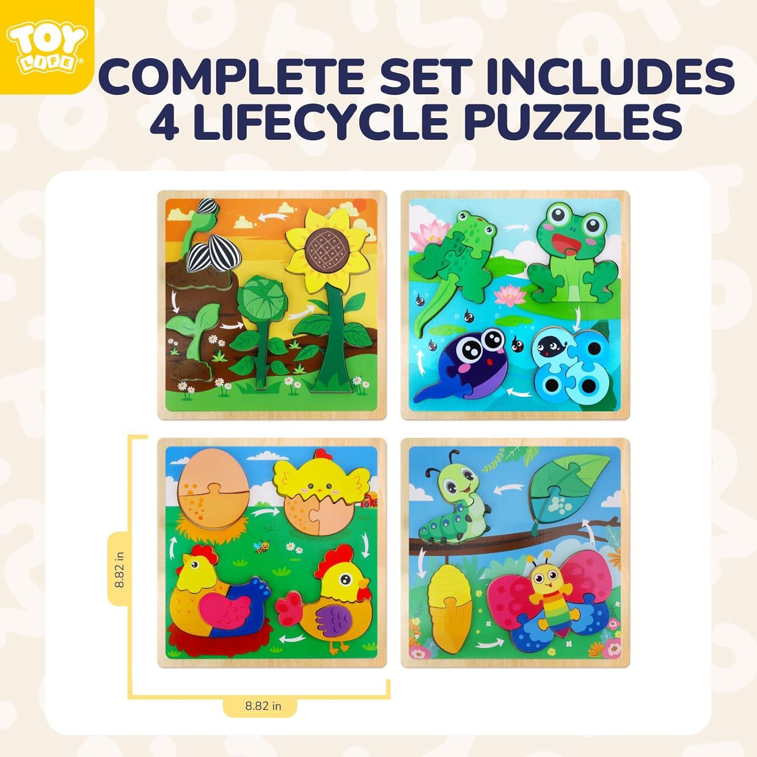 Rompecabezas de Madera TOY Life para Niños 2-4 Años - 4 Piezas