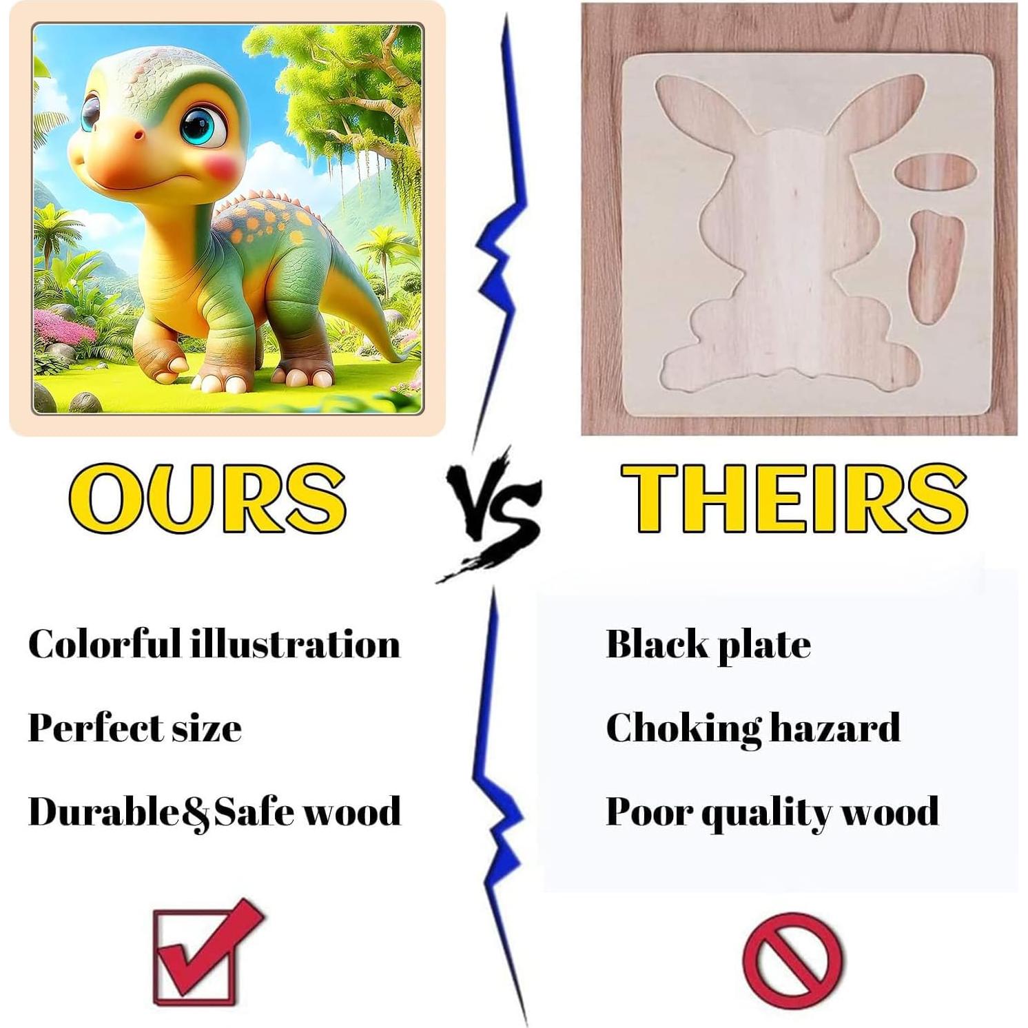 Rompecabezas de Madera Dinosaurios JTKDBJZ 9 Piezas 15x15cm