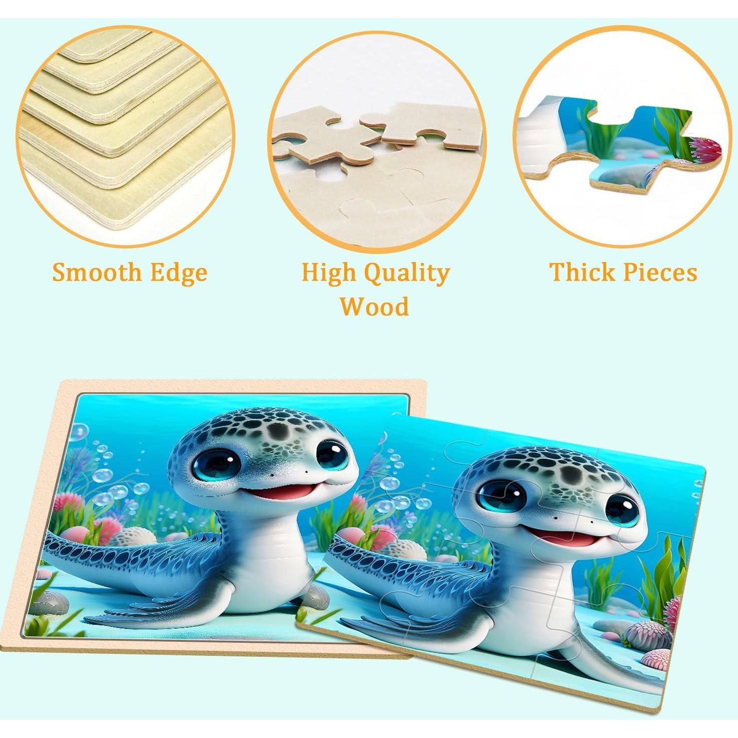 Rompecabezas de Madera Dinosaurios JTKDBJZ 9 Piezas 15x15cm