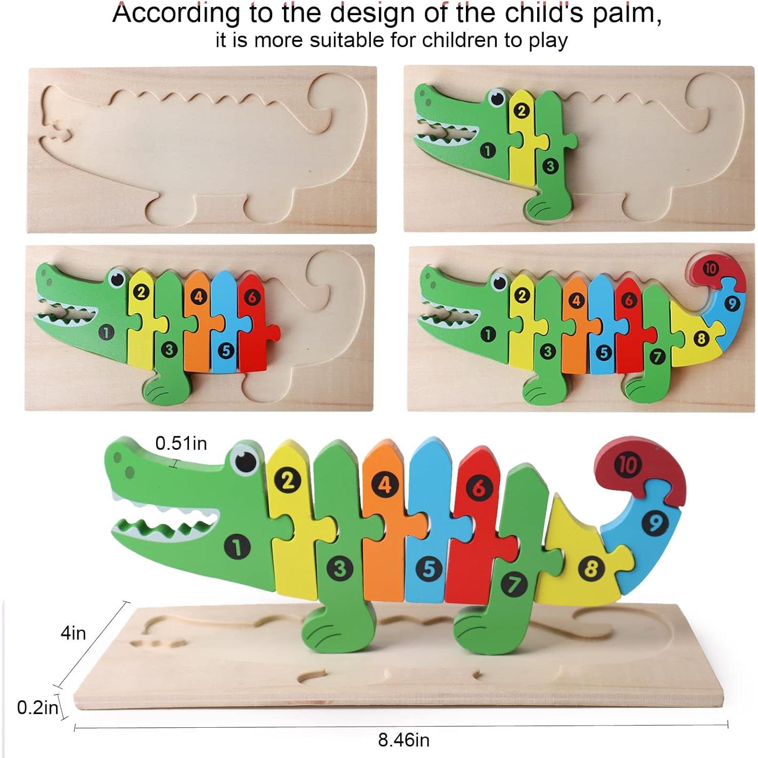 Rompecabezas de Madera SHIERDU para Niños 2-6 Años - Animales y Dinosaurios