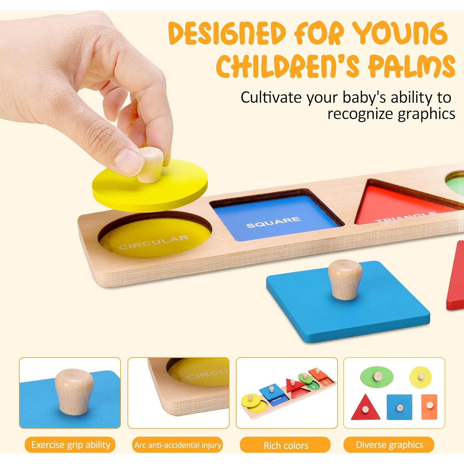 Rompecabezas de Madera Montessori NIUEVLRS 25.4x10.2cm para Niños