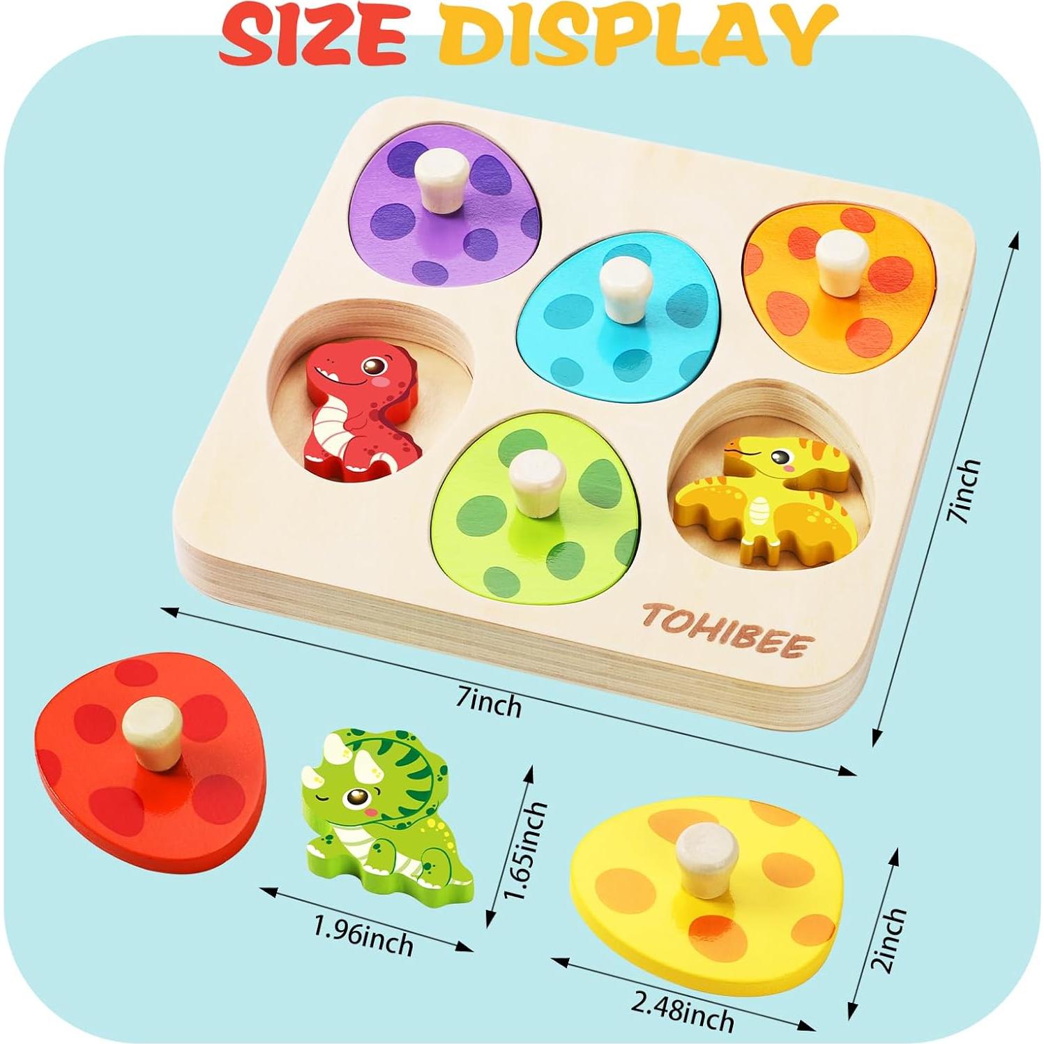 Rompecabezas de Madera TOHIBEE Dinosaurios 6 Piezas Educativo
